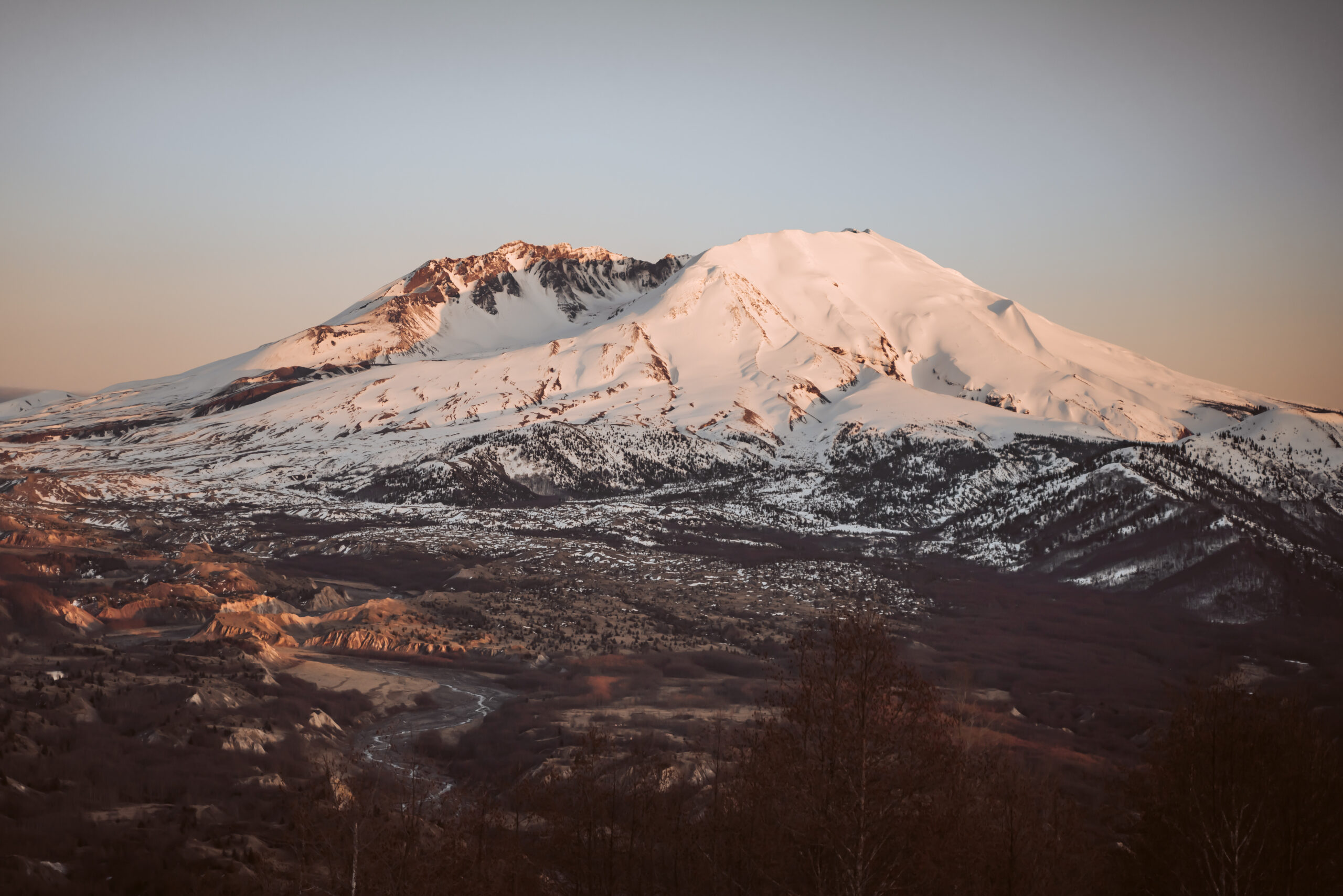 Mount Saint Helens covered in snow