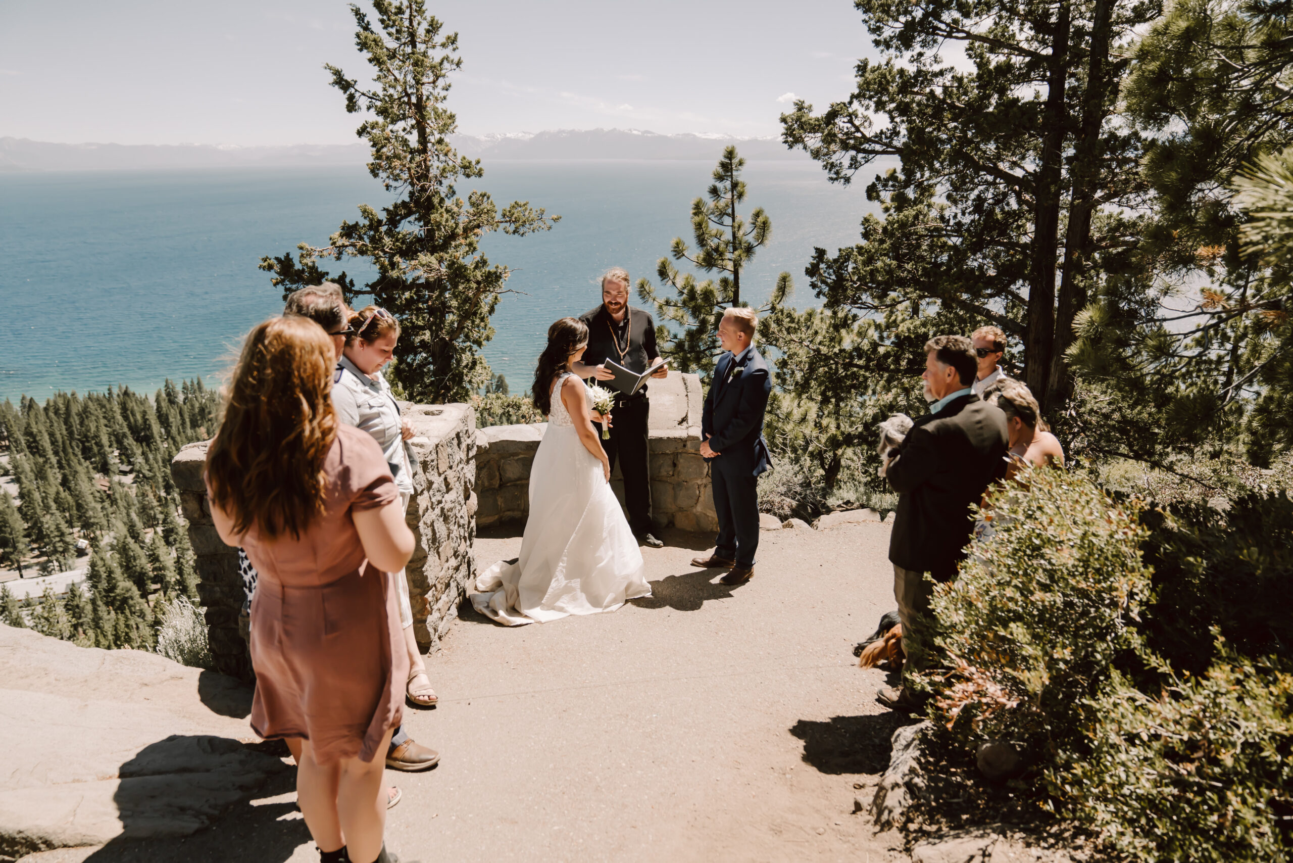 An Elopement ceremony overlooking Lake Tahoe with just a small amount of friends and family