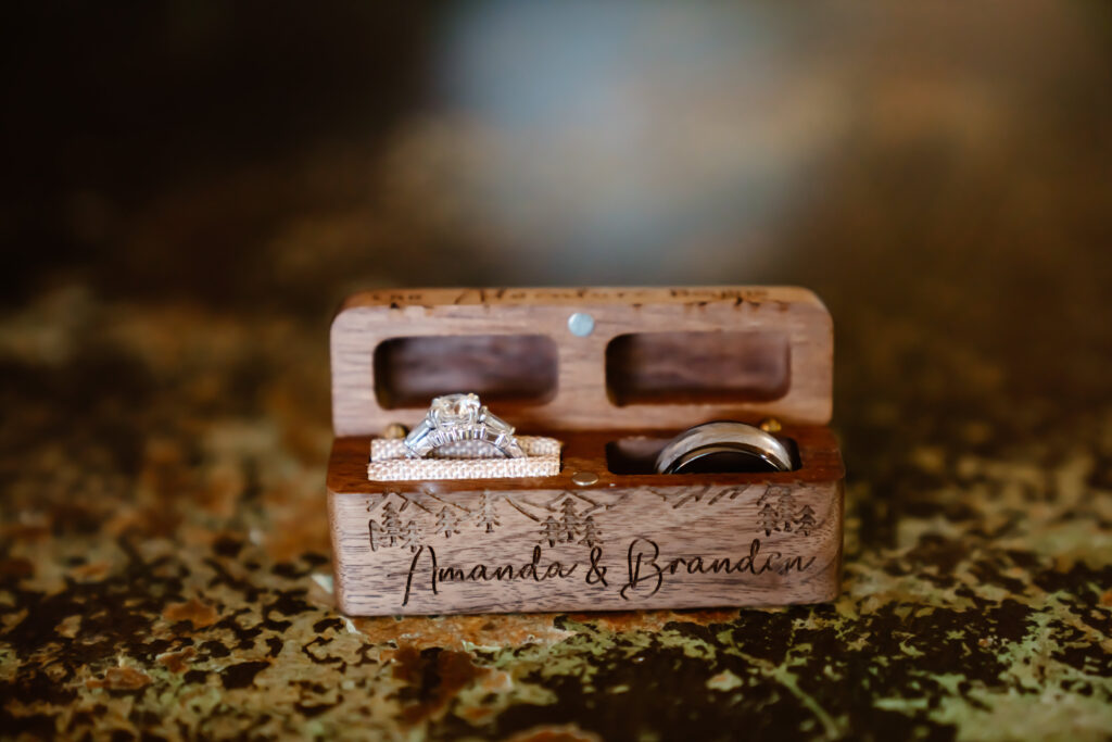 A adventure wooden right box for a wedding