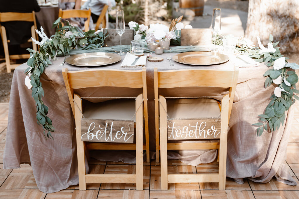 a table setting for a couples wedding
