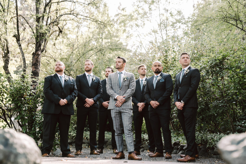 a groom and his groomsmen on their wedding day