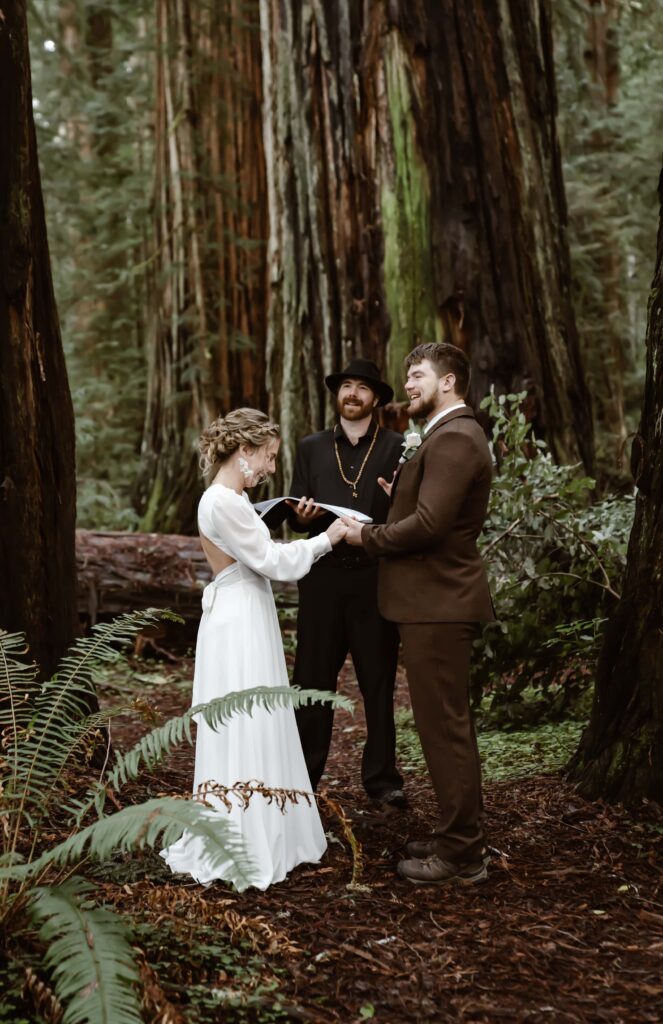 a redwood forest elopement ceremony in Northern California