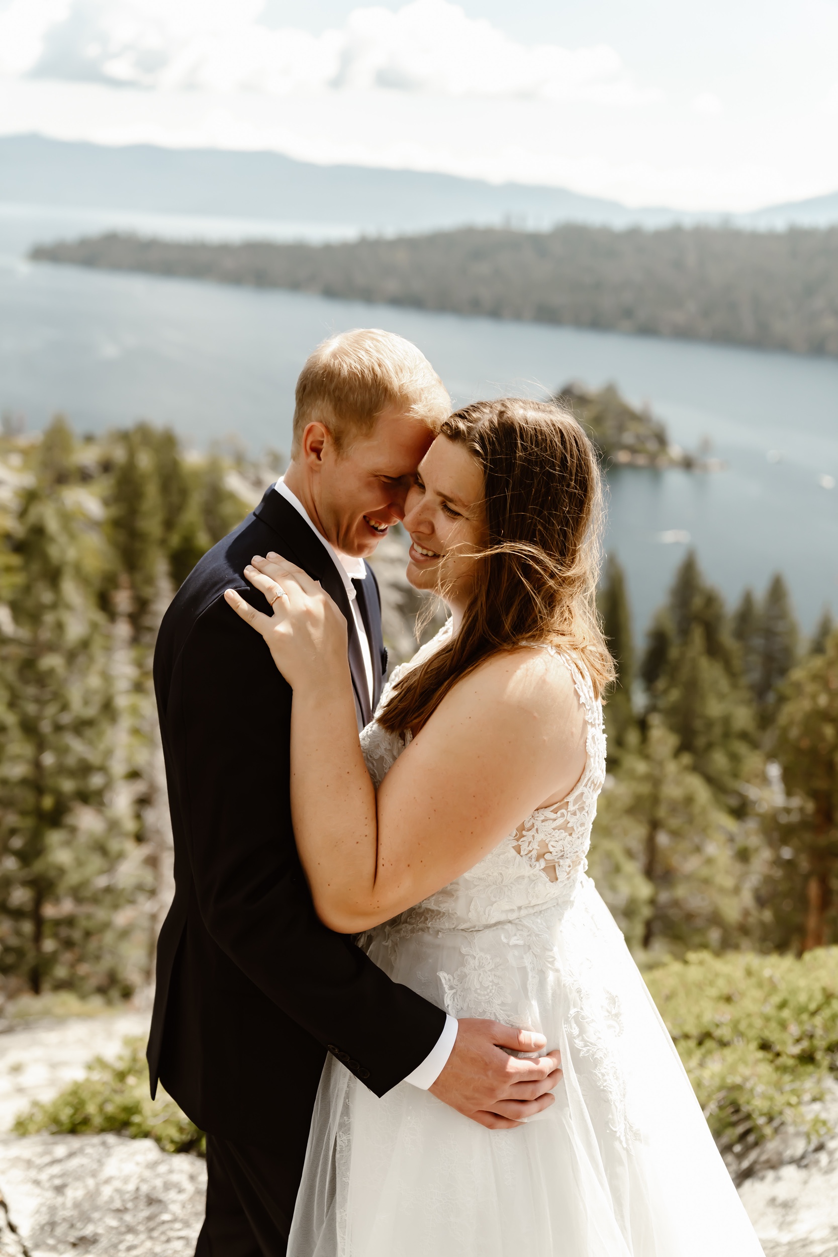 Bride and groom have emotional first look at Lake Tahoe elopement
