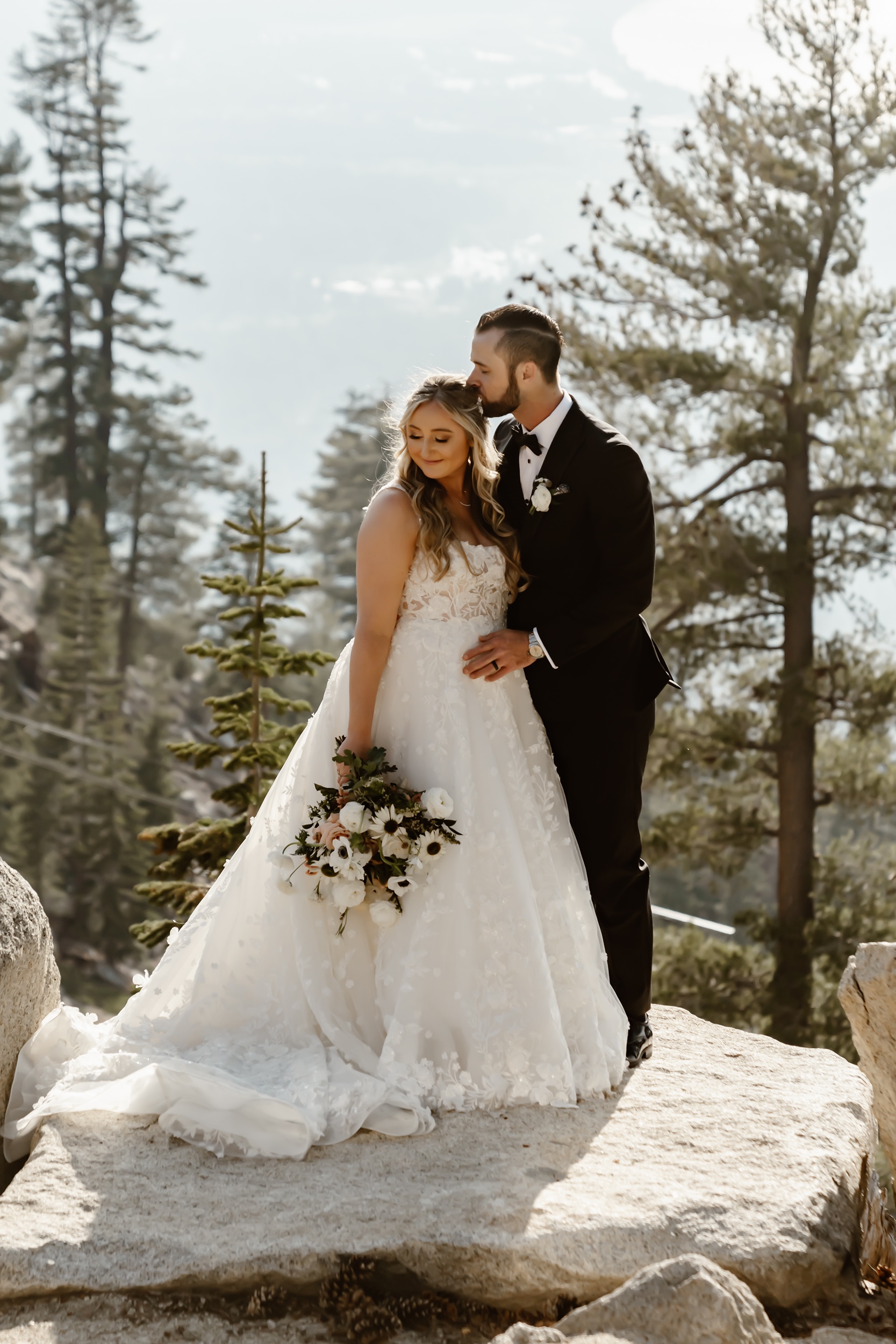 Bride and groom portraits in Lake Tahoe