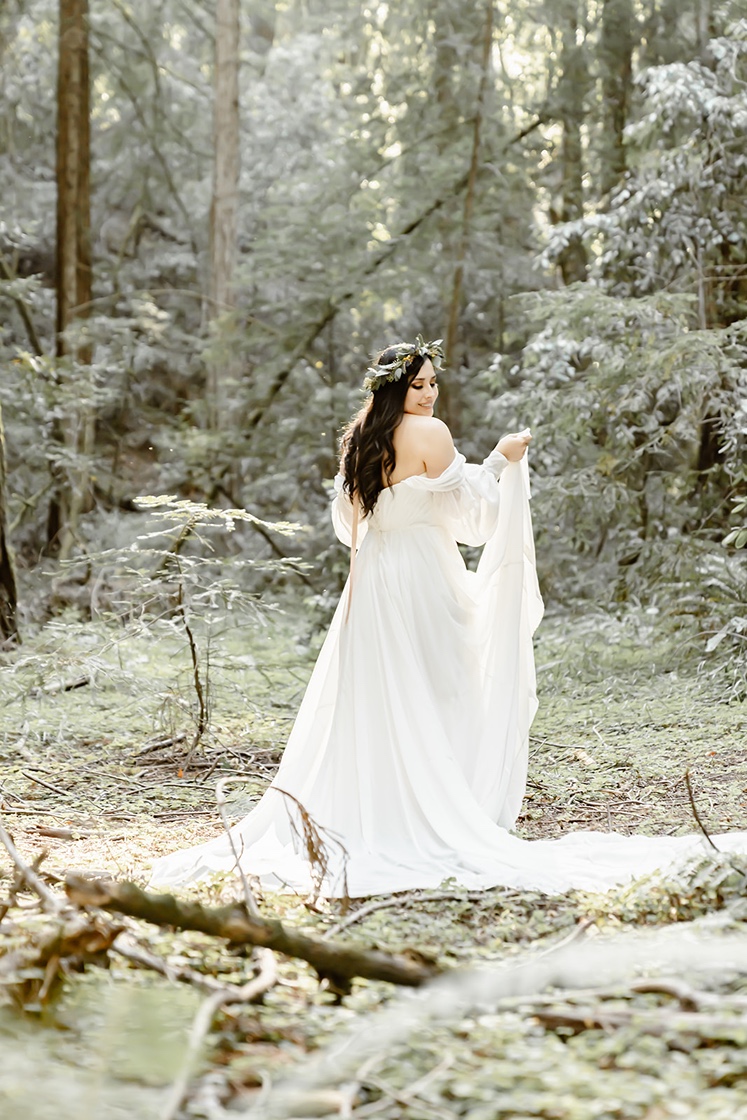 Bridal portraits at the forest elopement