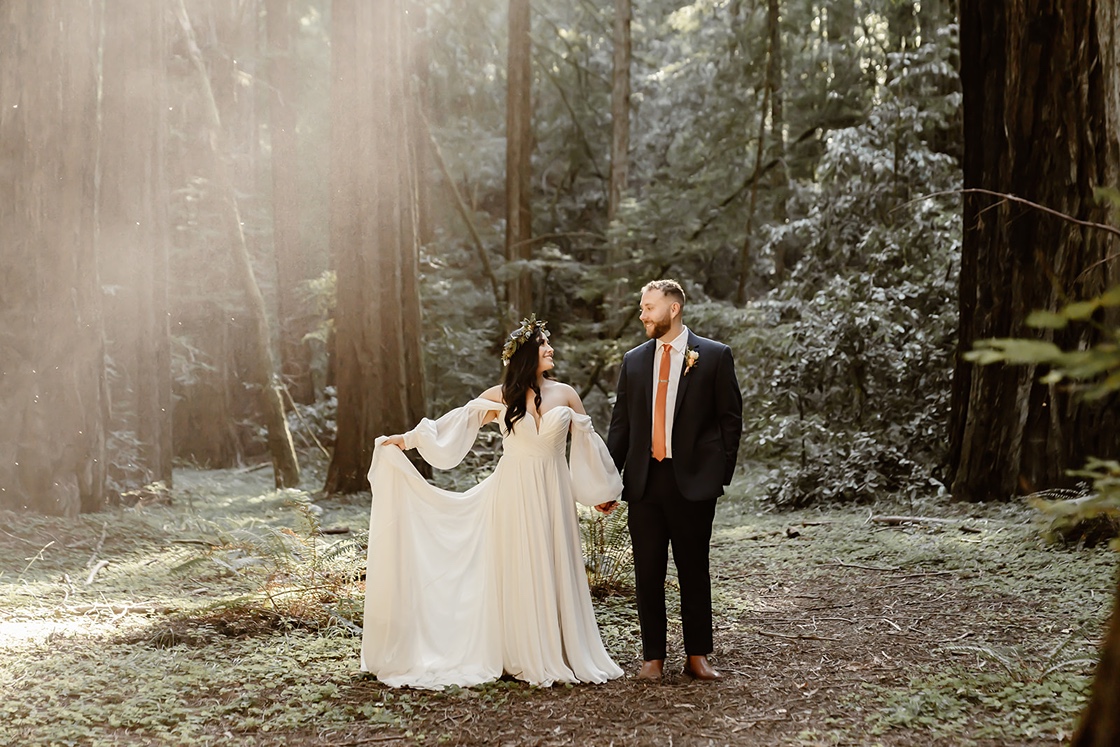 Couples portraits at the forest elopement