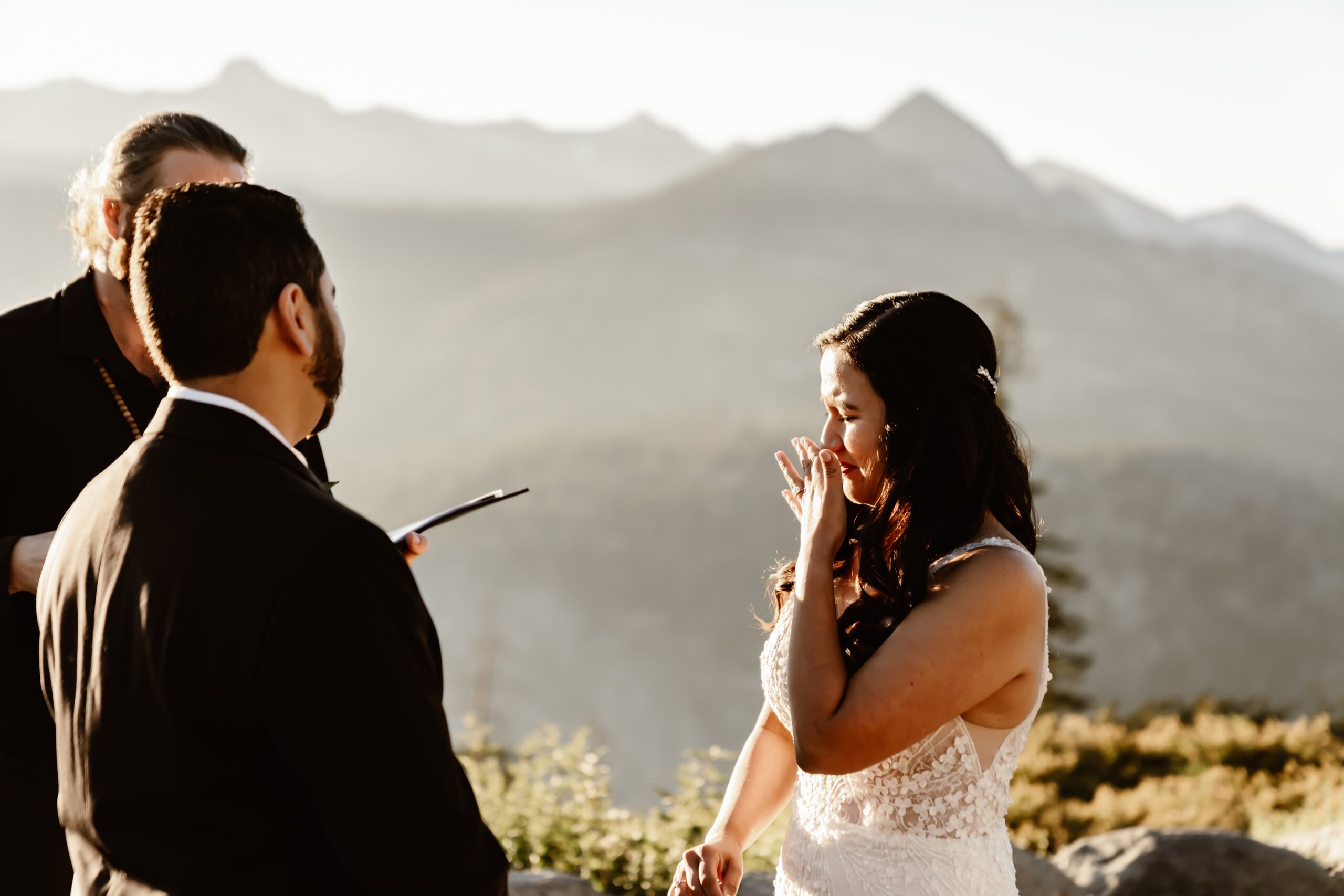 Couple says vows during sunrise ceremony at Glacier Point