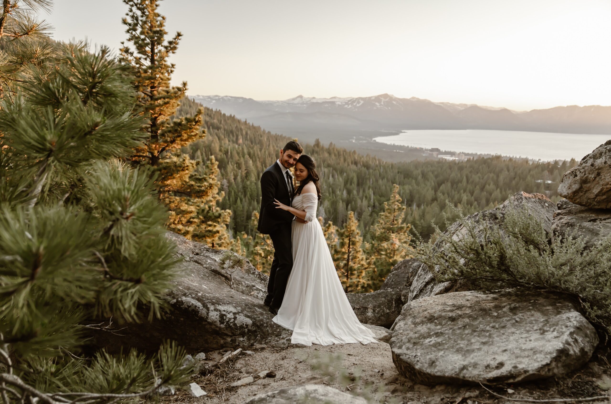 bride and groom at Tahoe Blue Estate