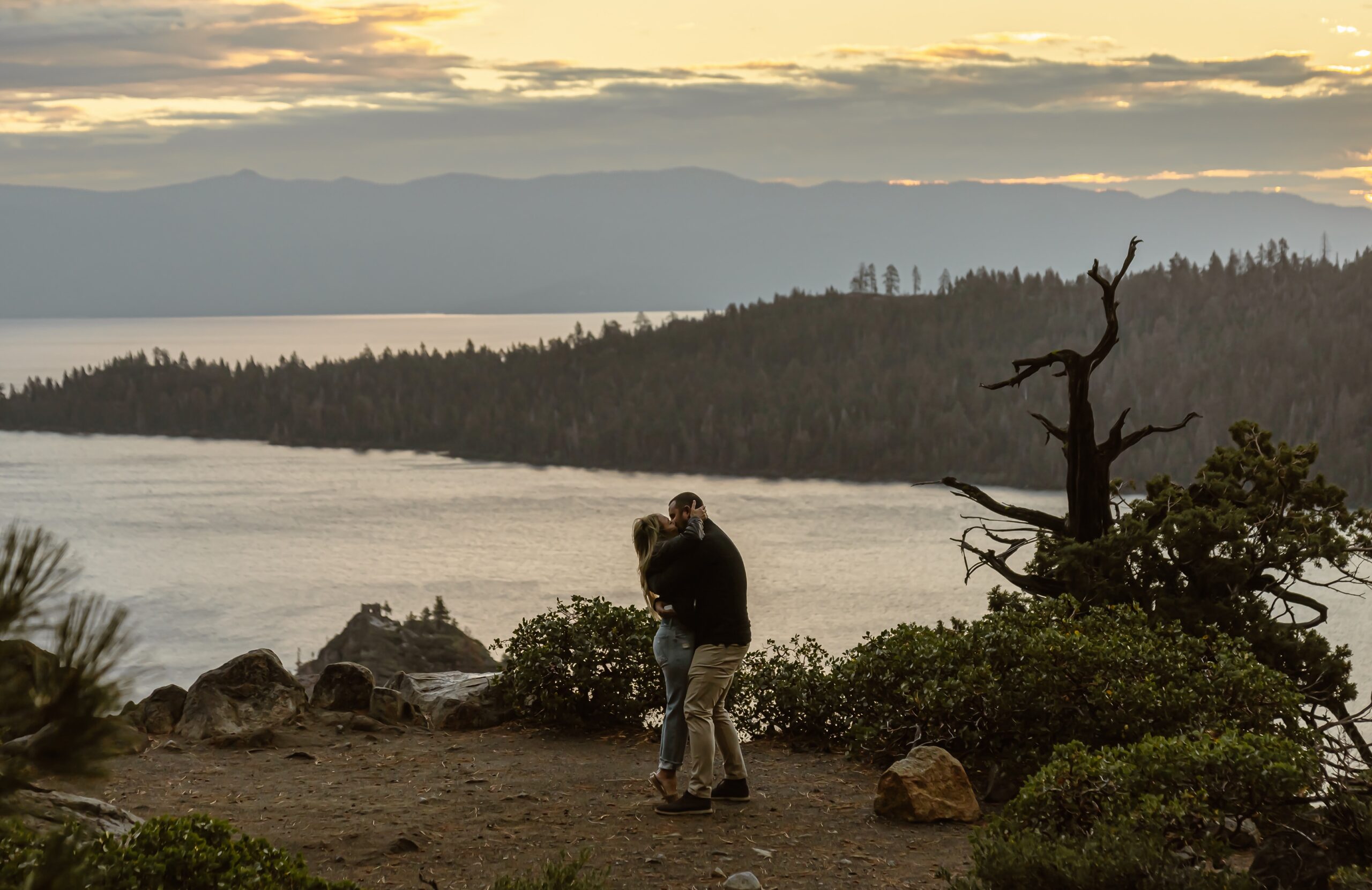 Sun rises during the Lake Tahoe proposal