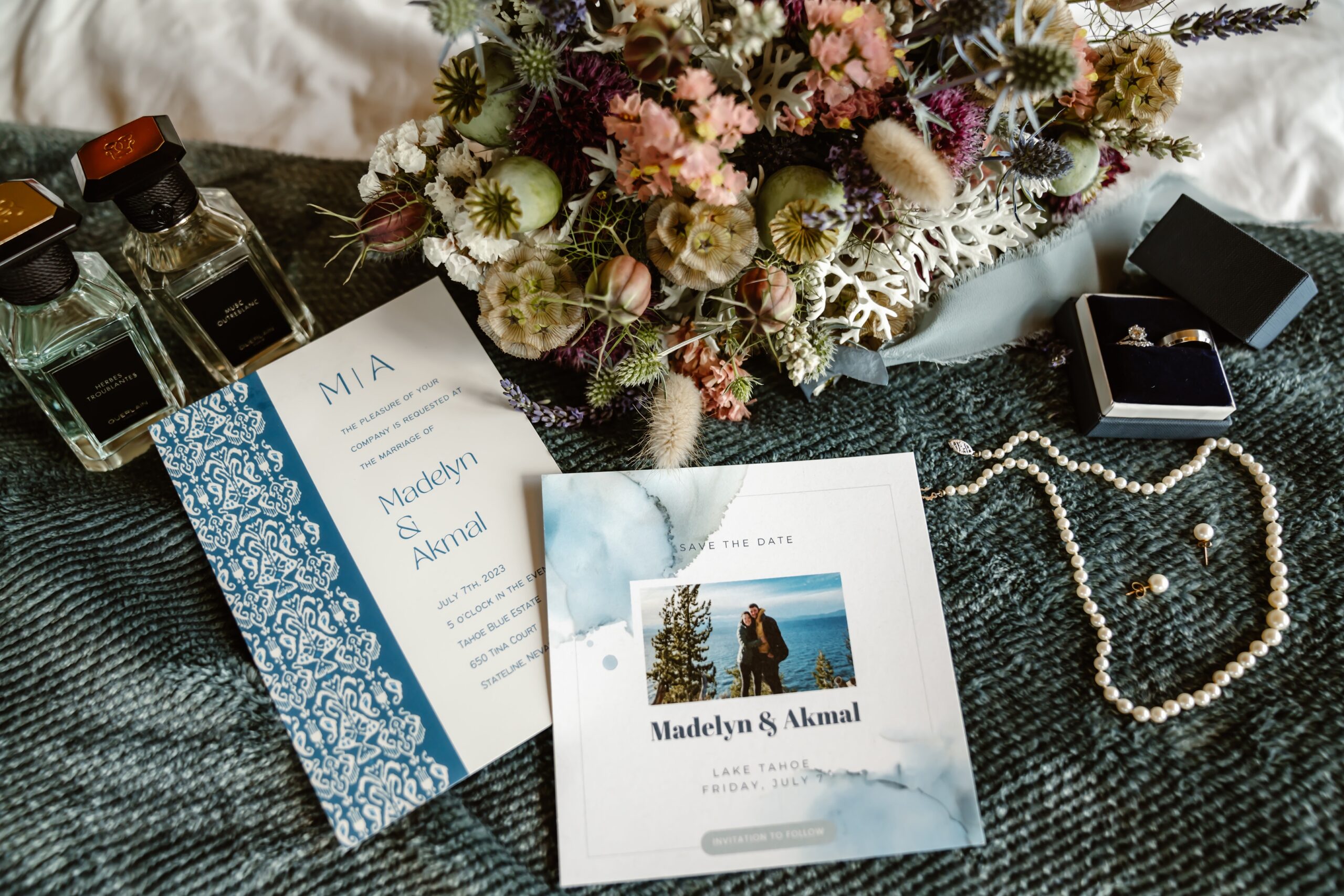 Tahoe Blue Estate wedding invitations