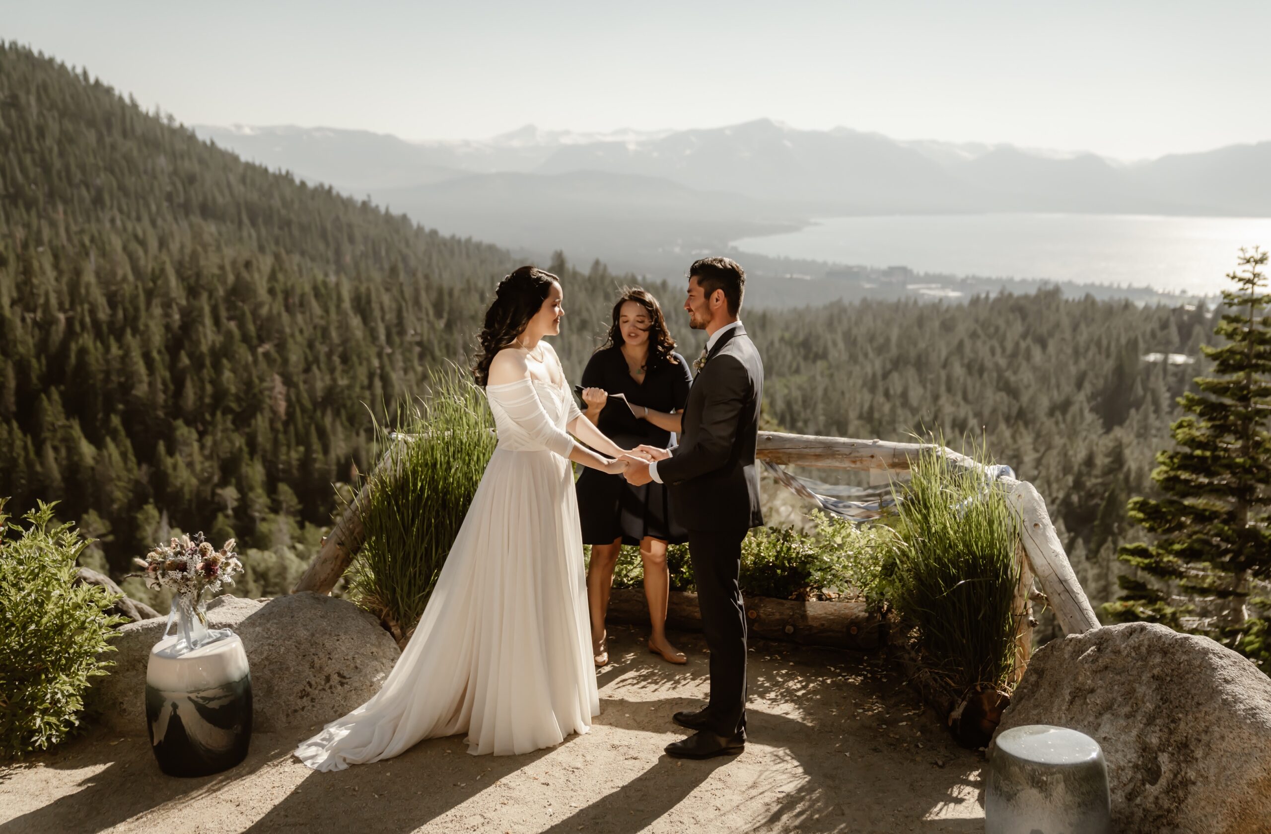 Outdoor wedding ceremony at Tahoe Blue Estate
