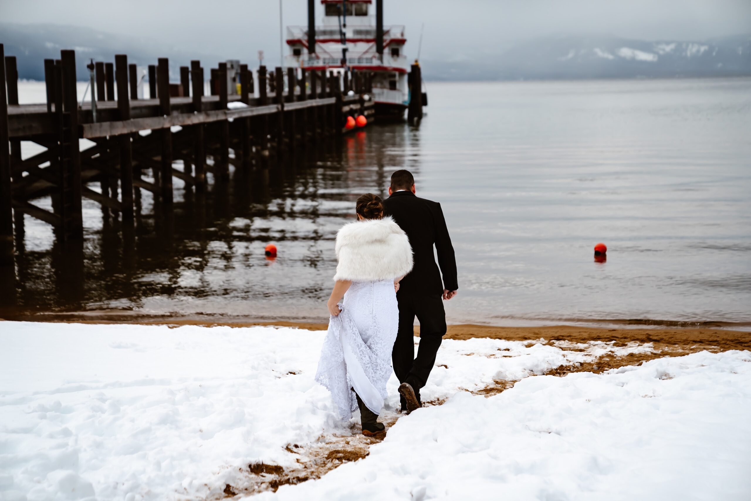 Bride and Groom at their Zephyr Cove elopement