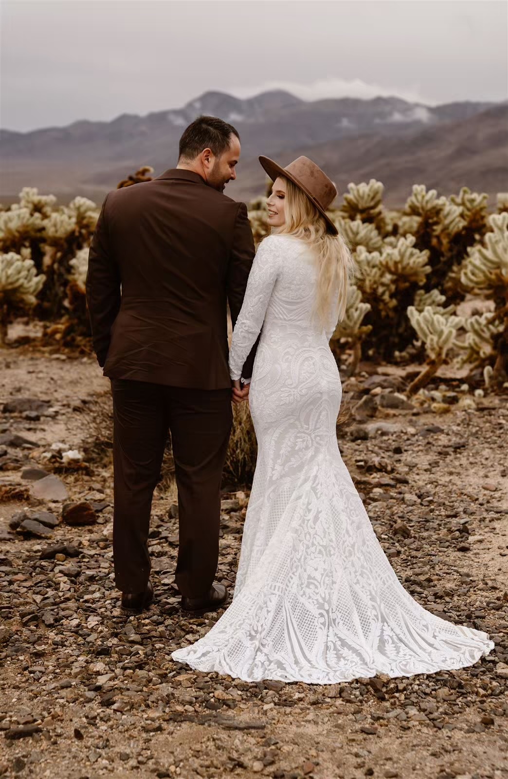 Bride and groom at their Joshua Tree elopement