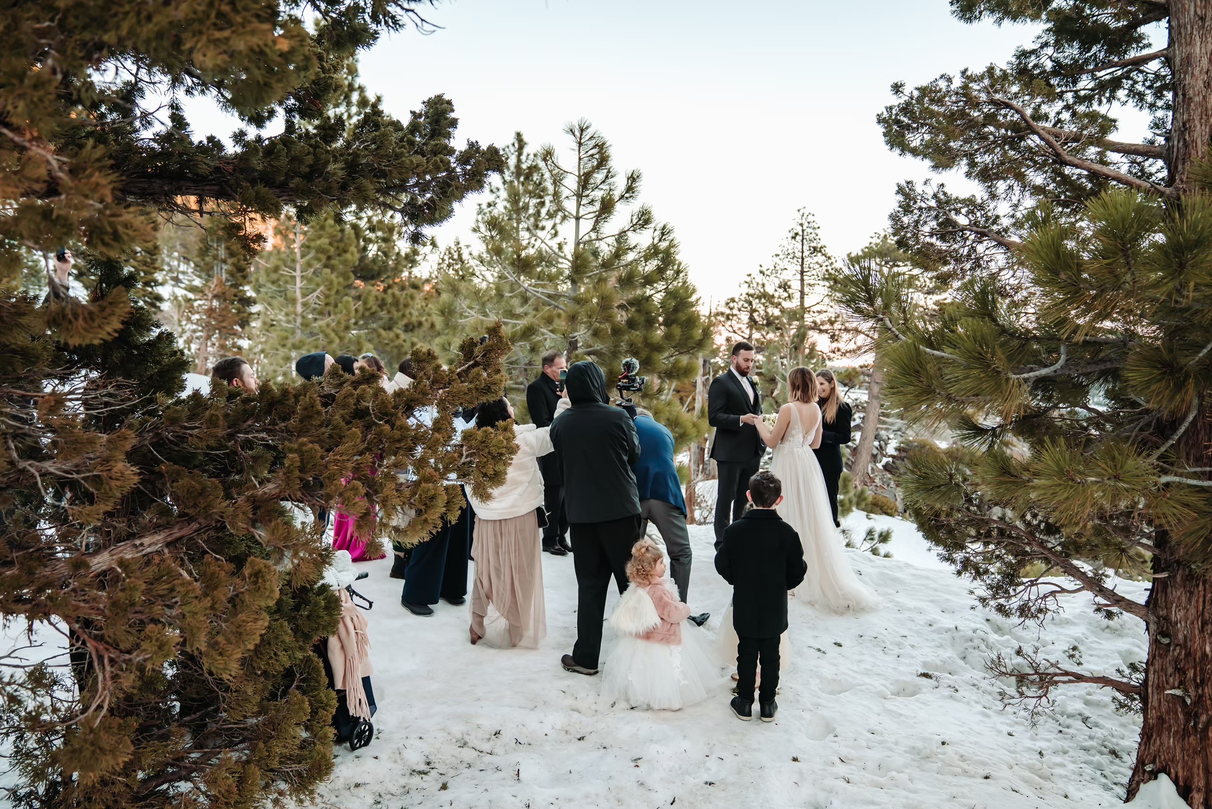 Lake Tahoe elopement photographer captures snowy elopement