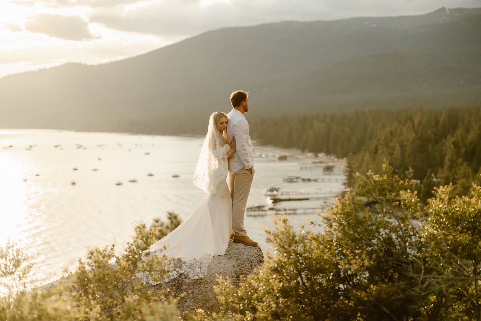 Bride and groom at Monkey Rock