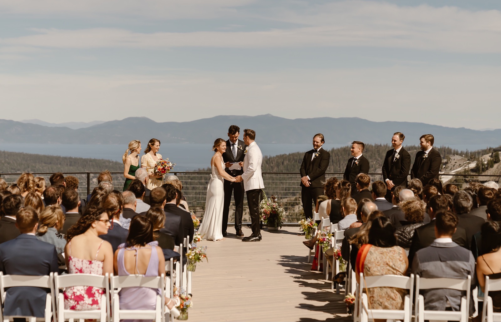 Wedding ceremony outdoors at High Camp Palisades