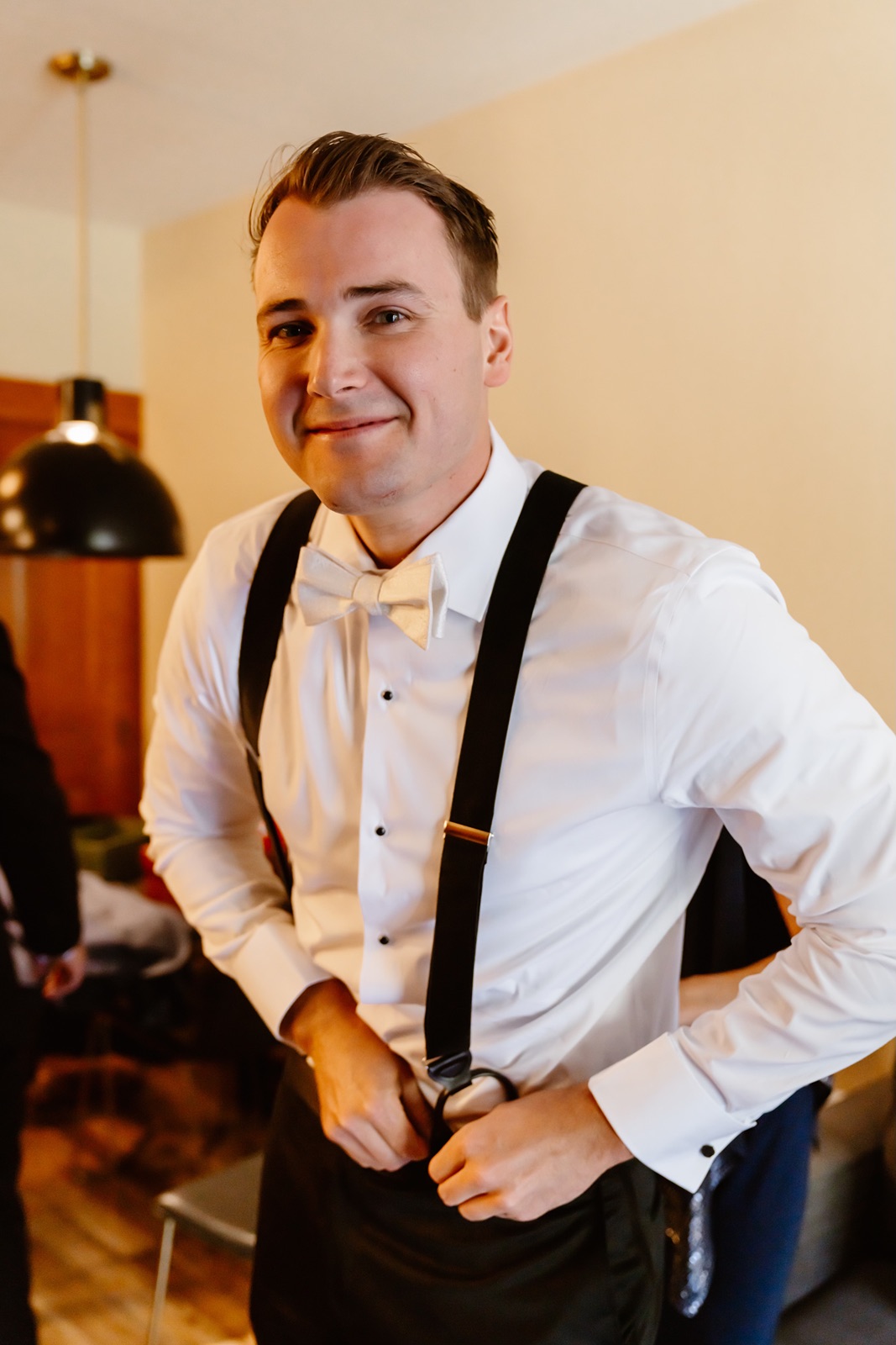 Groom getting ready for his Palisades wedding