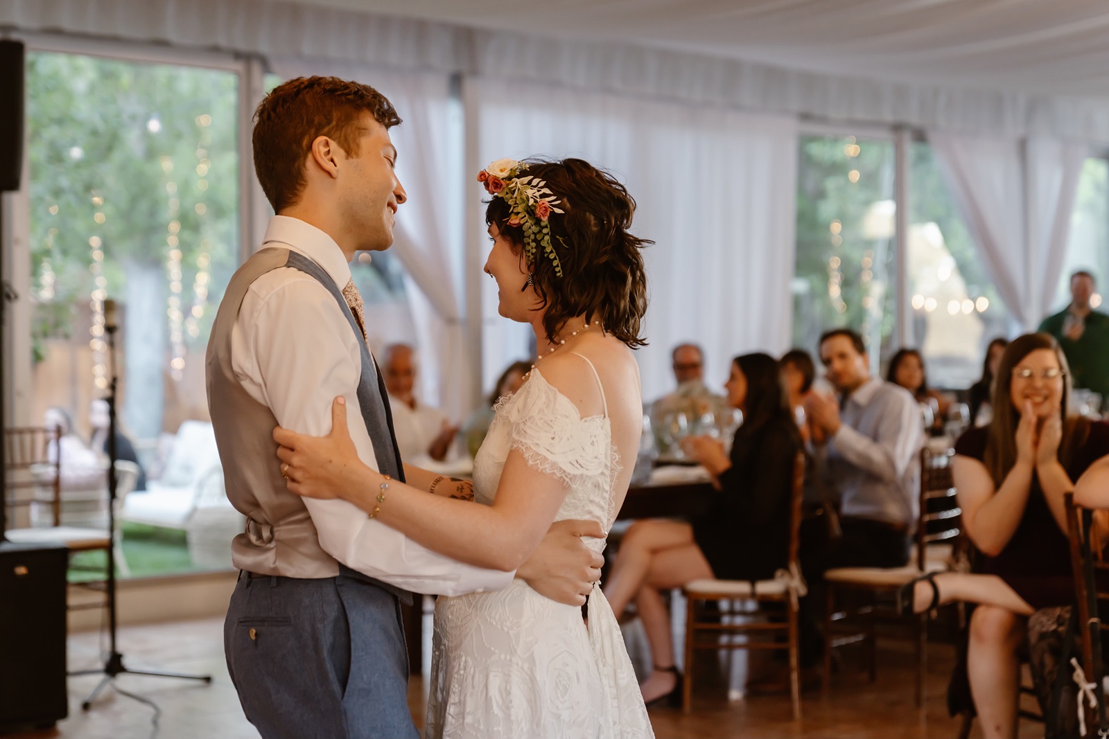 Bride and groom have their first dance as husband and wife