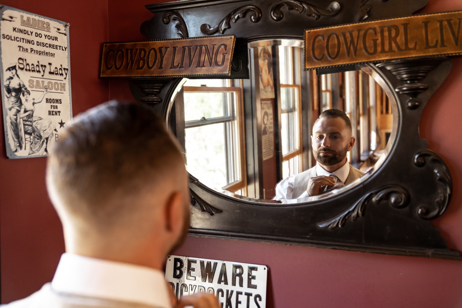 Groom getting ready for his wedding