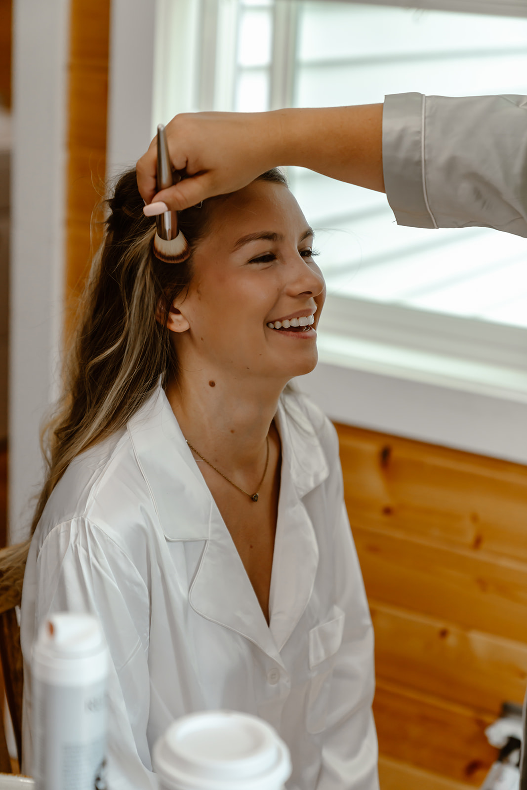 Bride gets ready for Lake Tahoe Golf course wedding