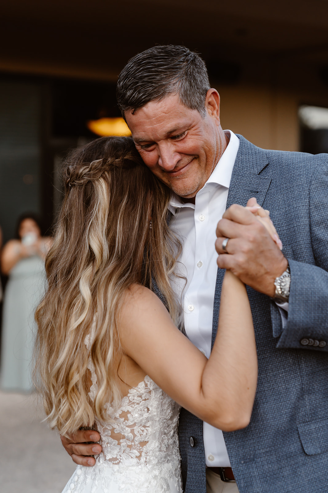 Bride dances with father of the bride at the Lake Tahoe Golf Course wedding