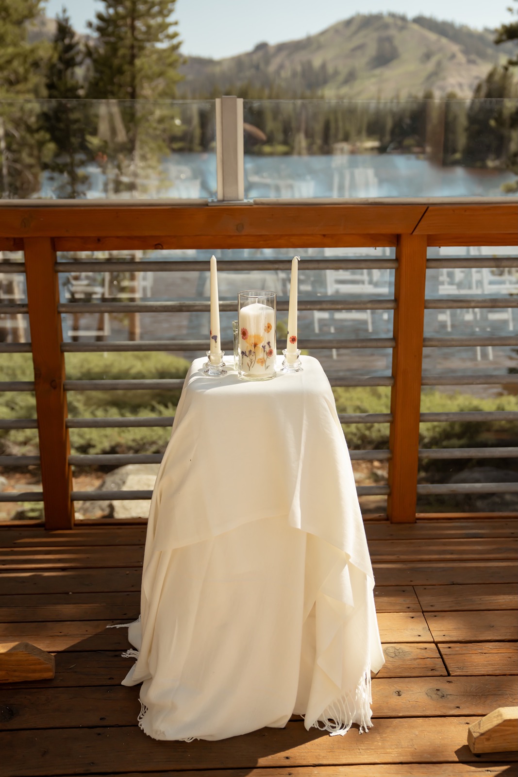 Wedding ceremony decor at the Truckee wedding ceremony venue