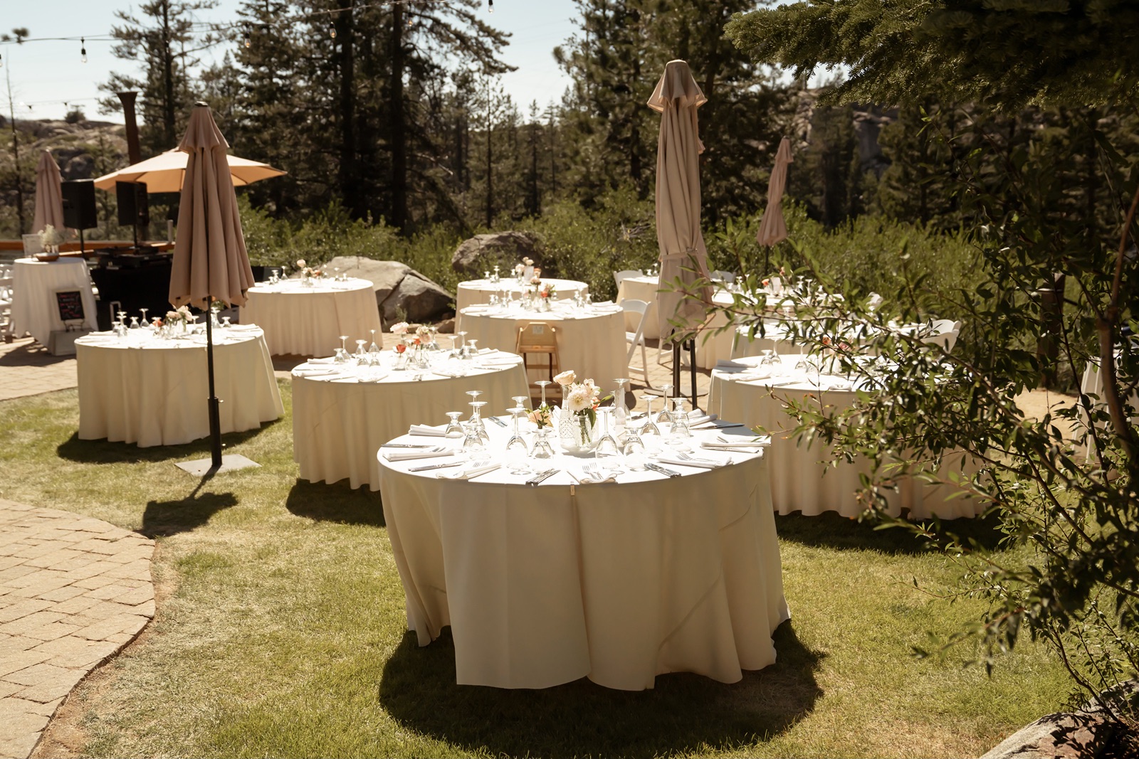 Wedding reception set up at the Truckee wedding venue