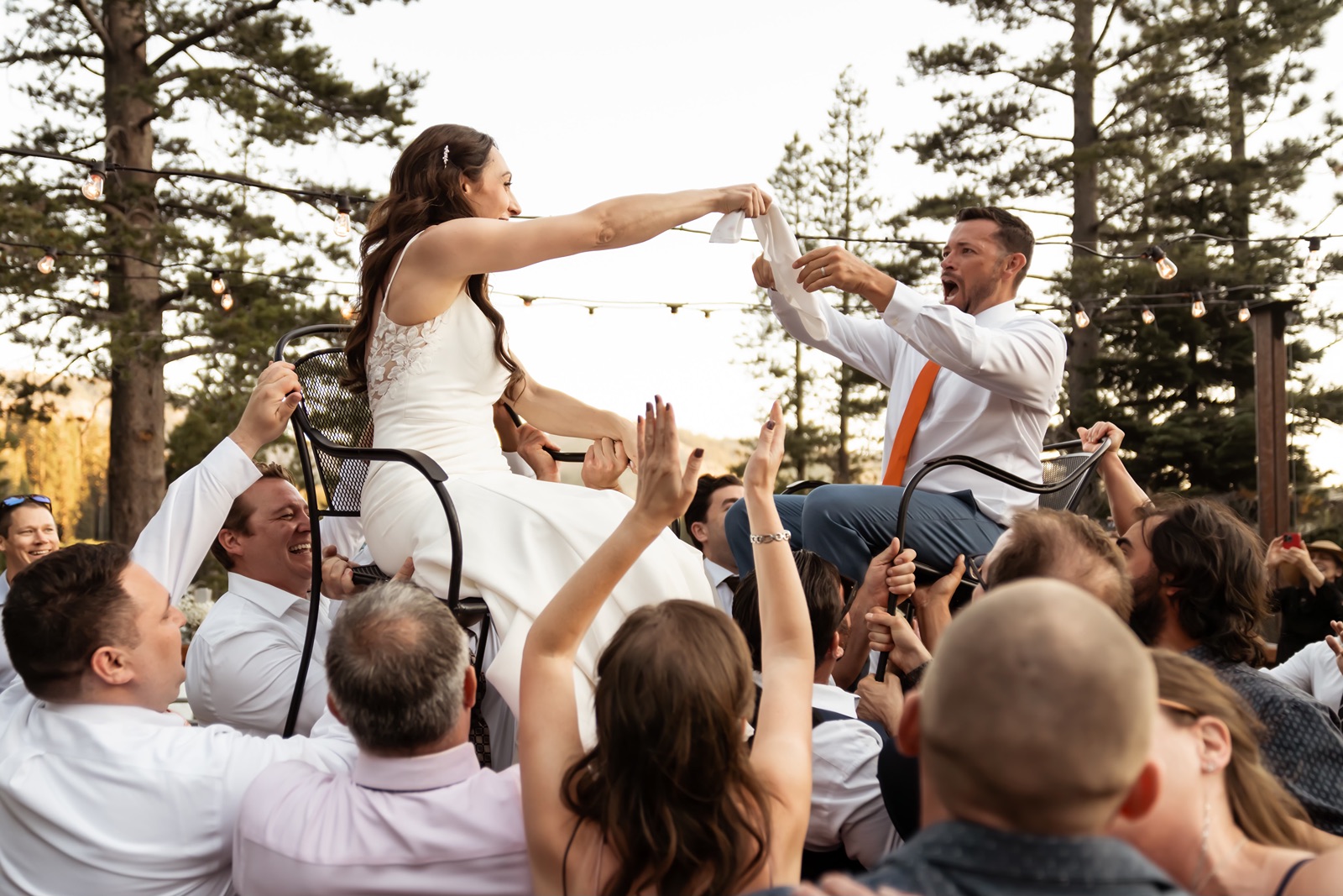 Bride and groom enjoy the Truckee wedding reception