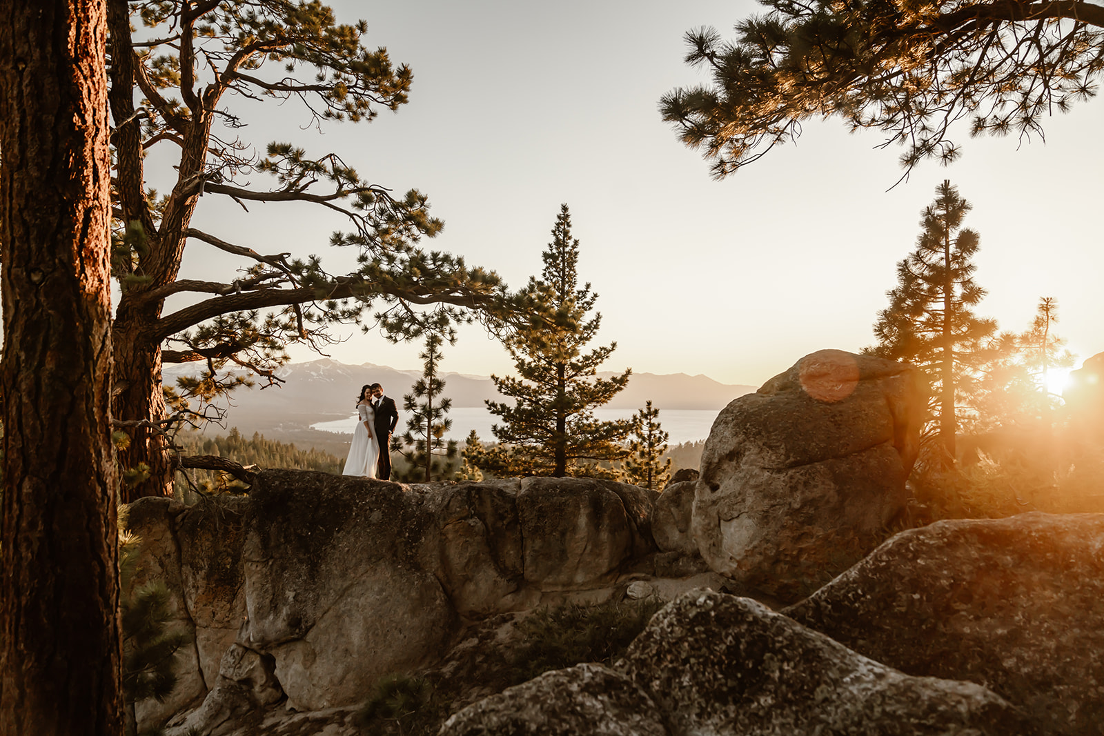 Lake Tahoe sunset wedding photos