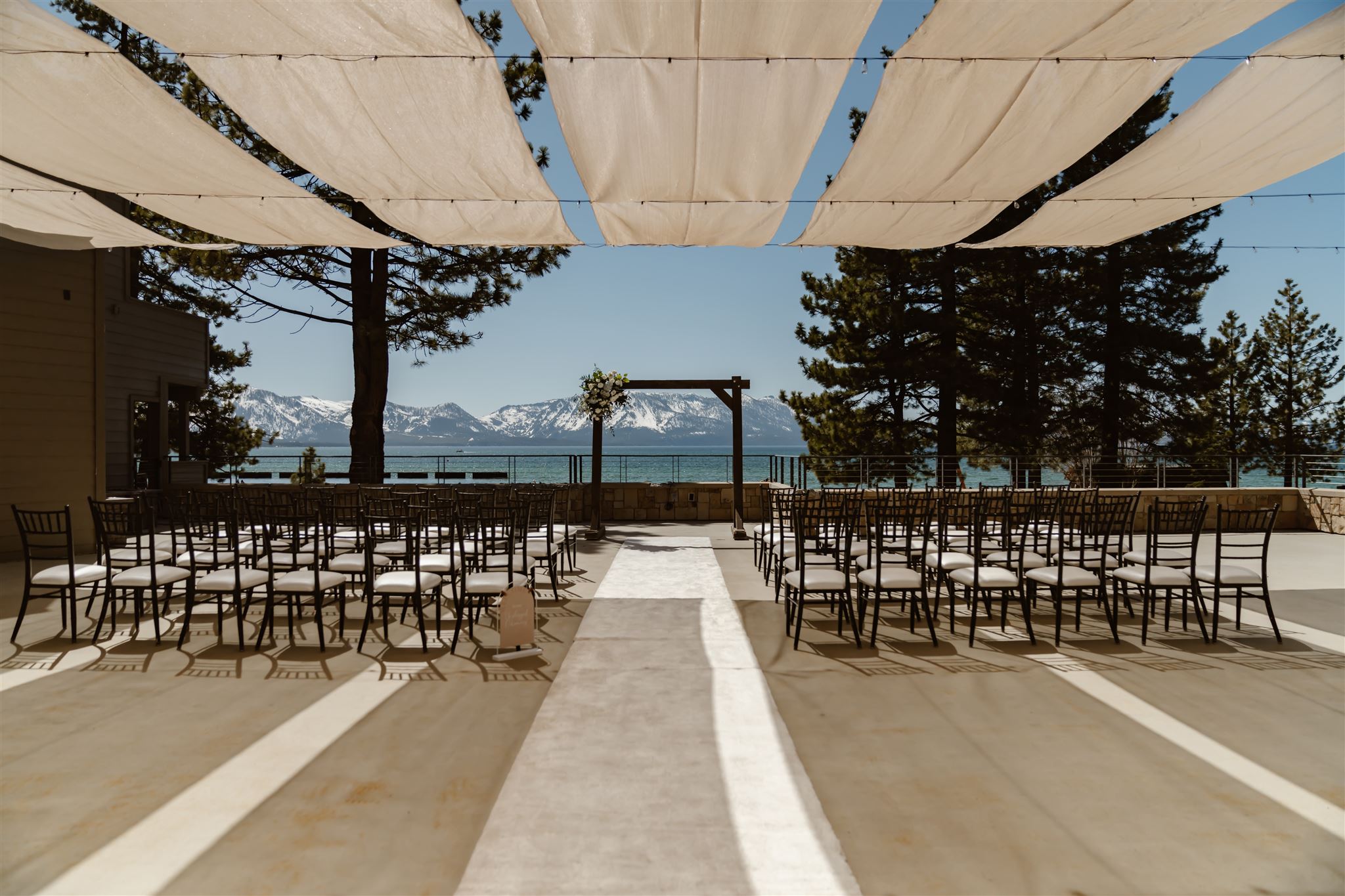 Outdoor wedding ceremony set up at the Lake Tahoe wedding