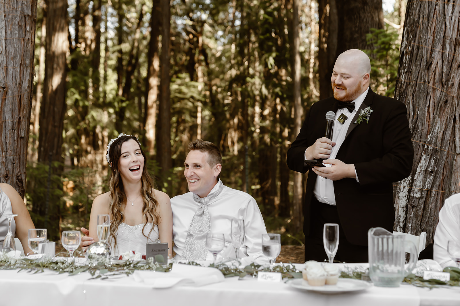 Groomsman gives toast at the Harmony Ridge Lodge wedding reception