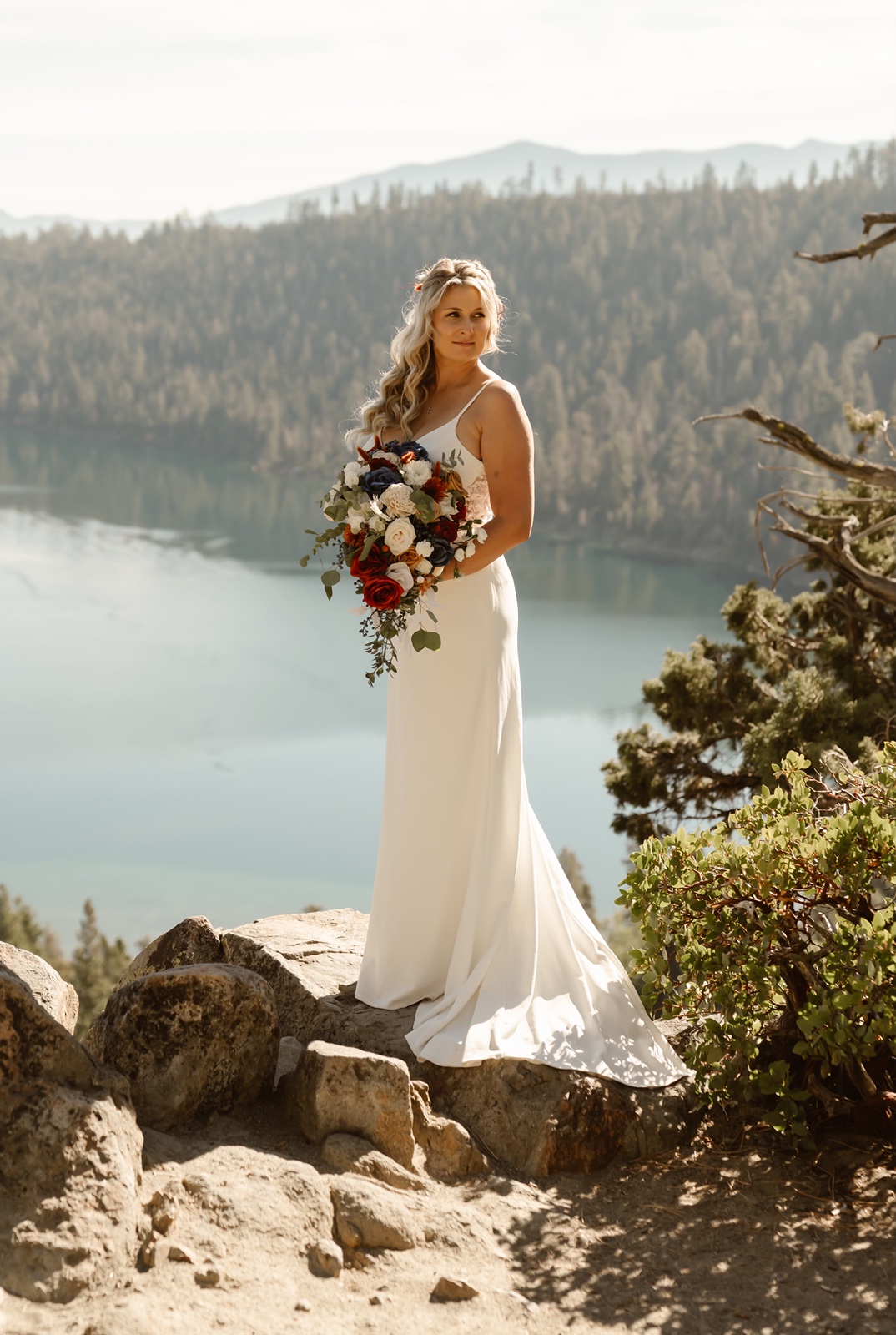 Bride at her Emerald Bay elopement