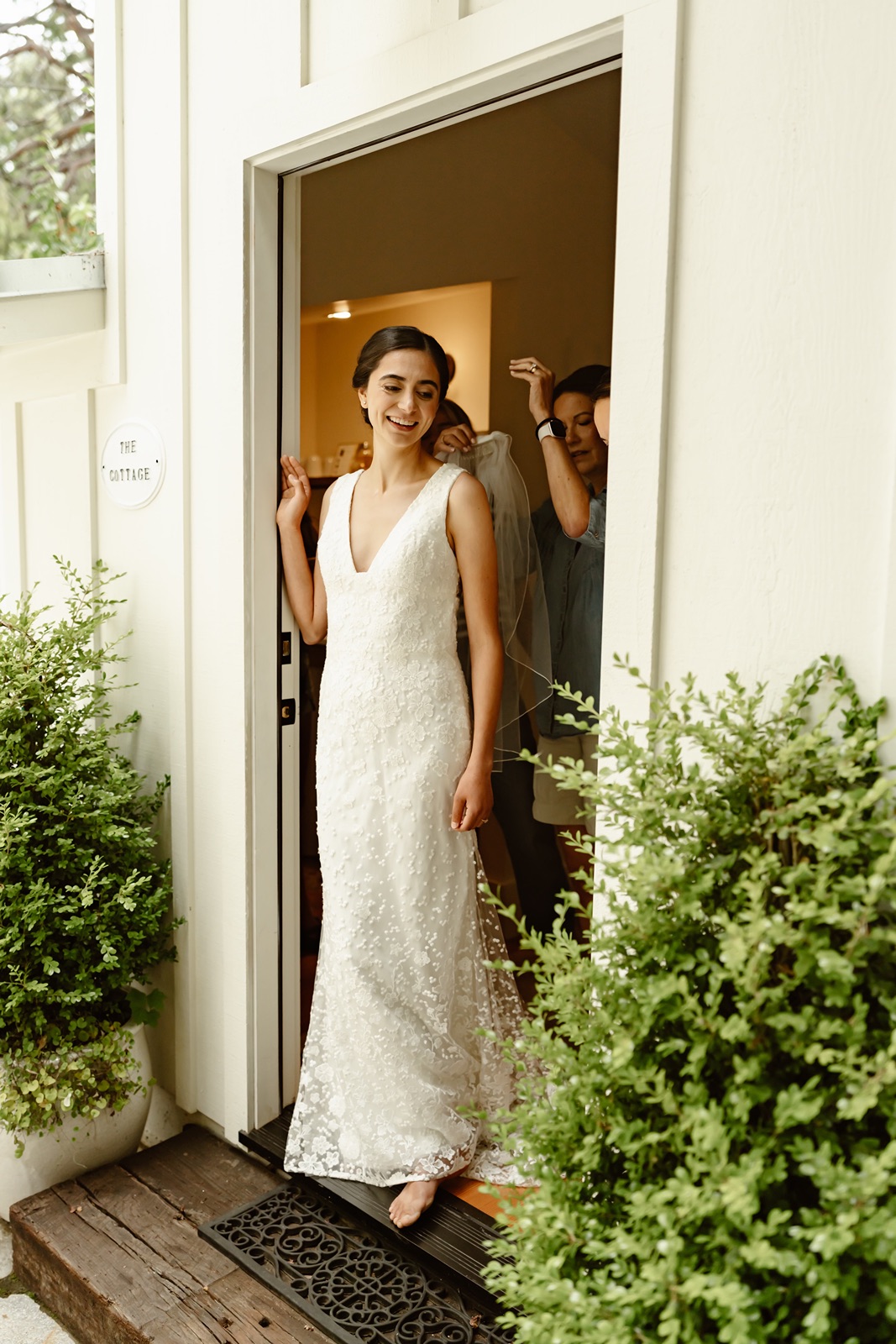 Bride getting ready for her Miners Foundry wedding