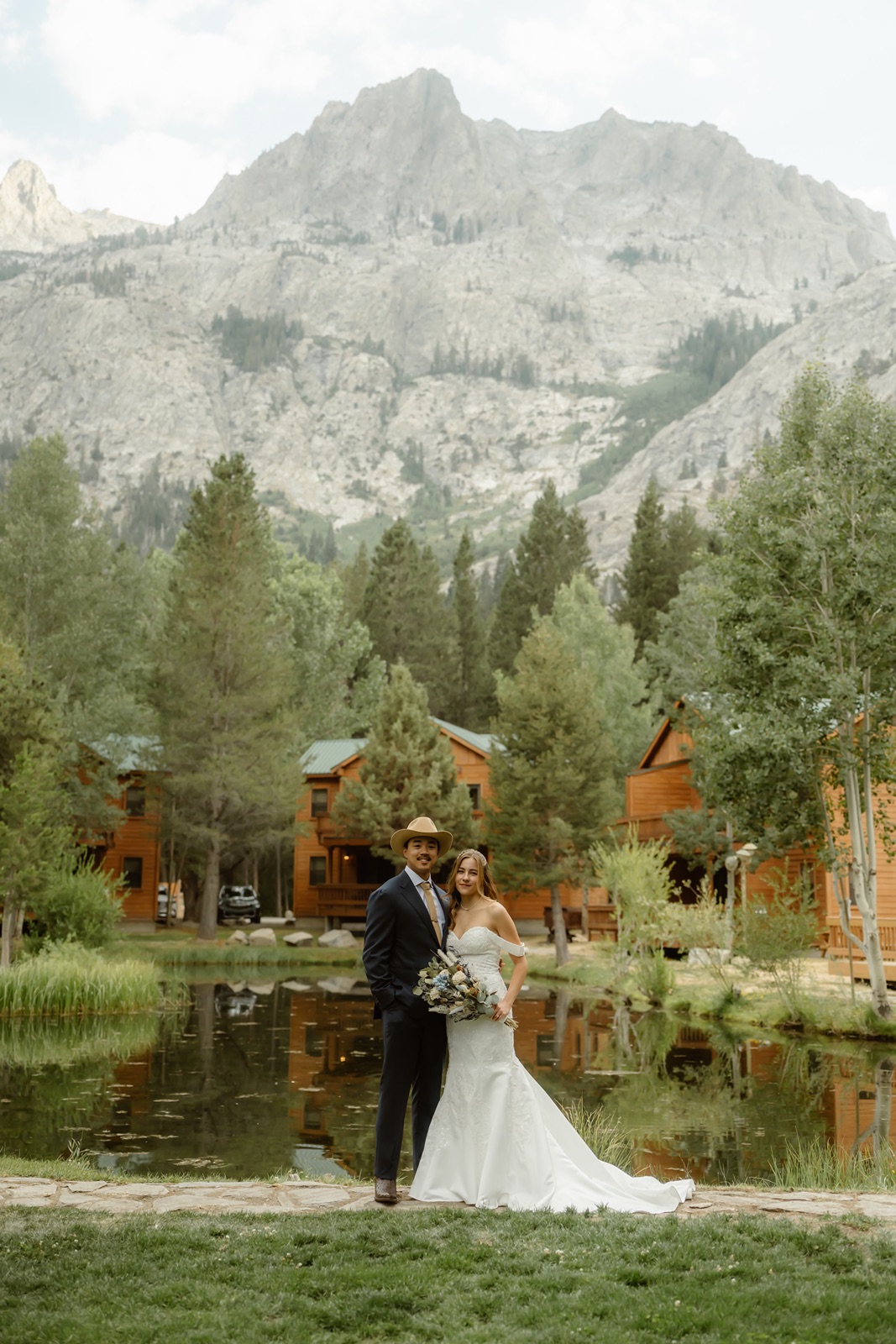 Bride and groom smile at Double Eagle Resort and Spa