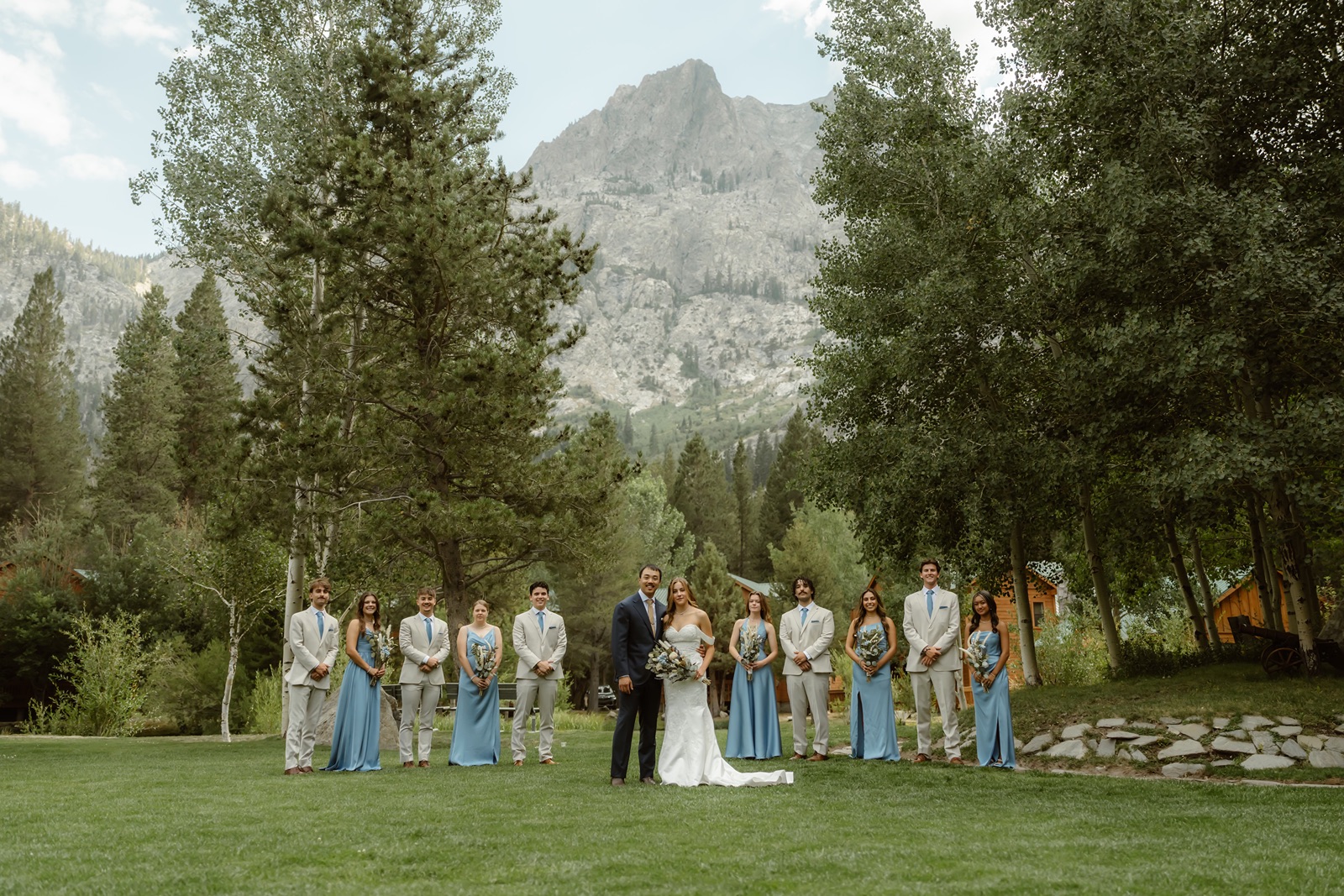 Bride and groom with their wedding party at their Double Eagle Resort and Spa wedding