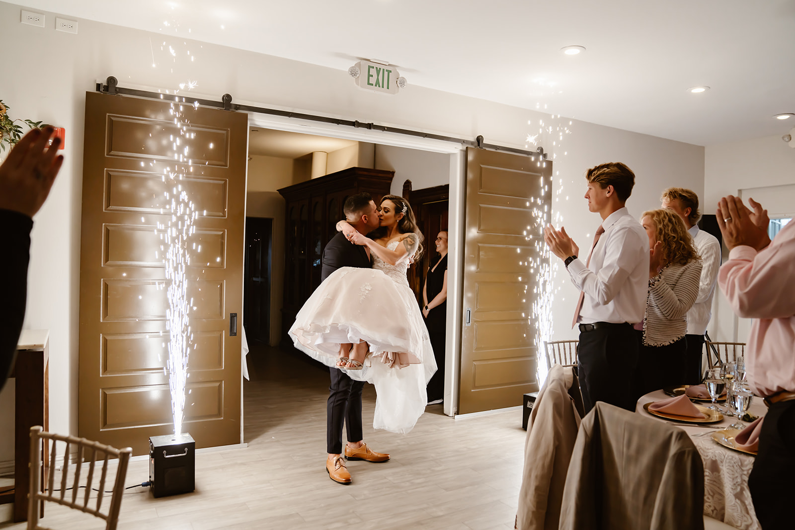 Bride and groom enter the Grand Hall at Sequoia Mansion