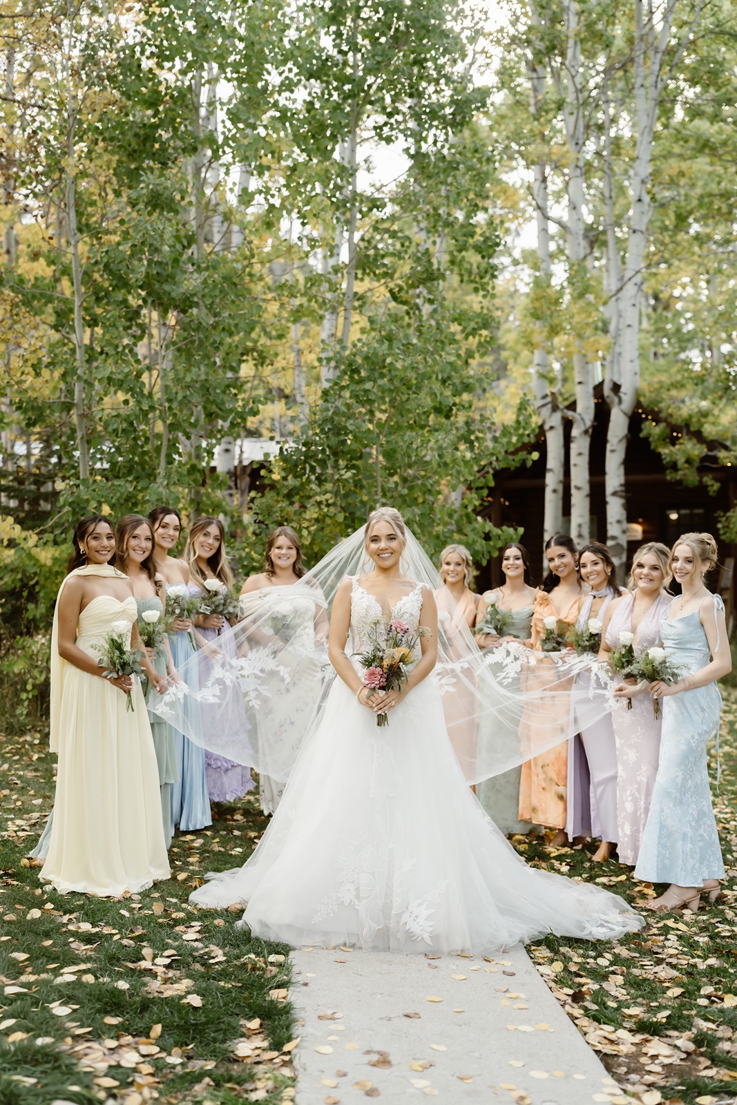 Bride with her bridesmaids at the Desolation Hotel Hope Valley