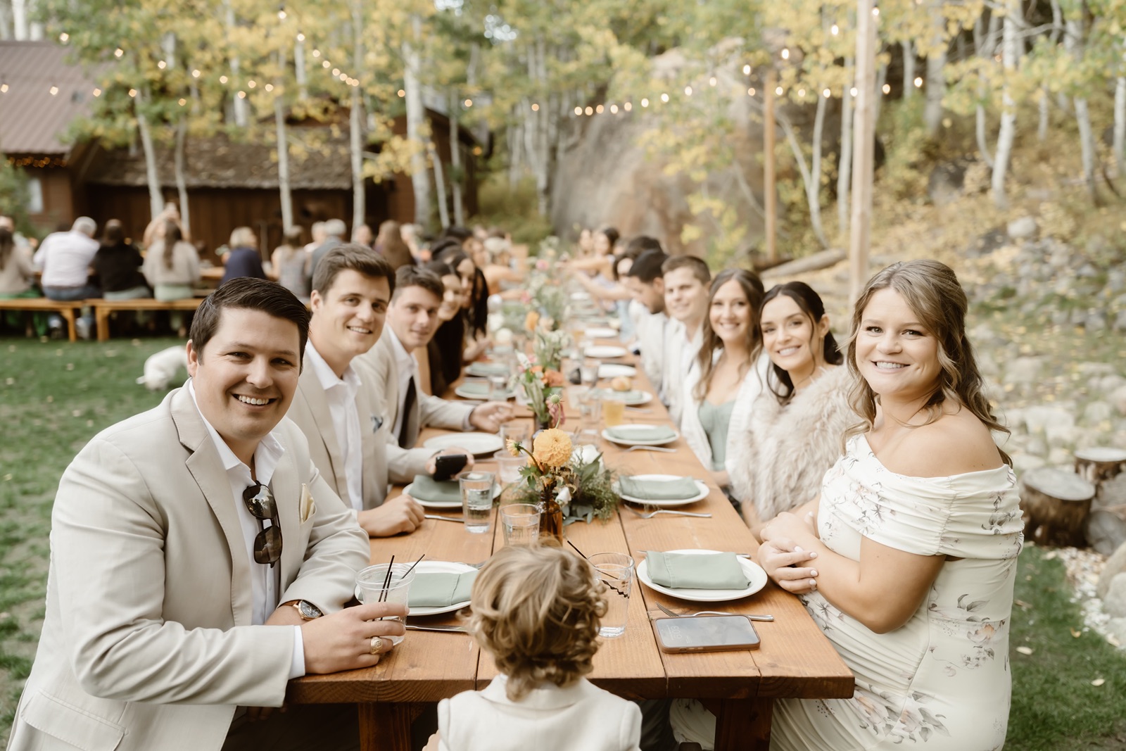 Guests enjoying an outdoor wedding at Desolation Hotel Hope Valley