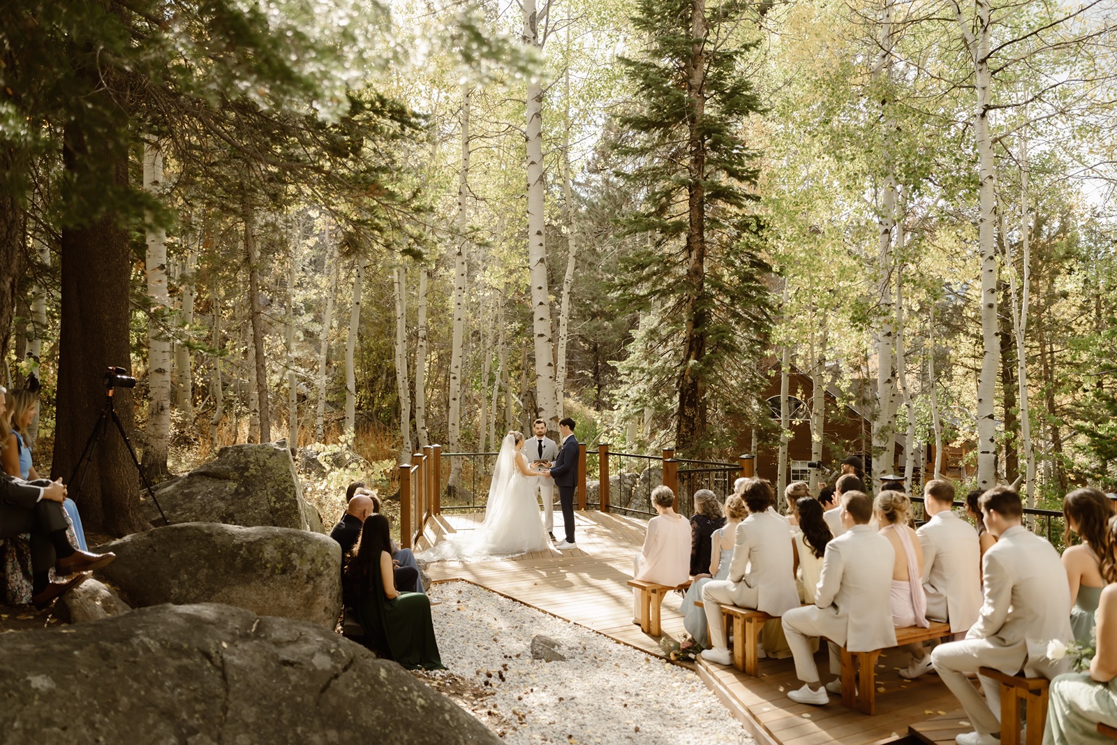 Bride and groom say their vows at the Desolation Hotel wedding ceremony