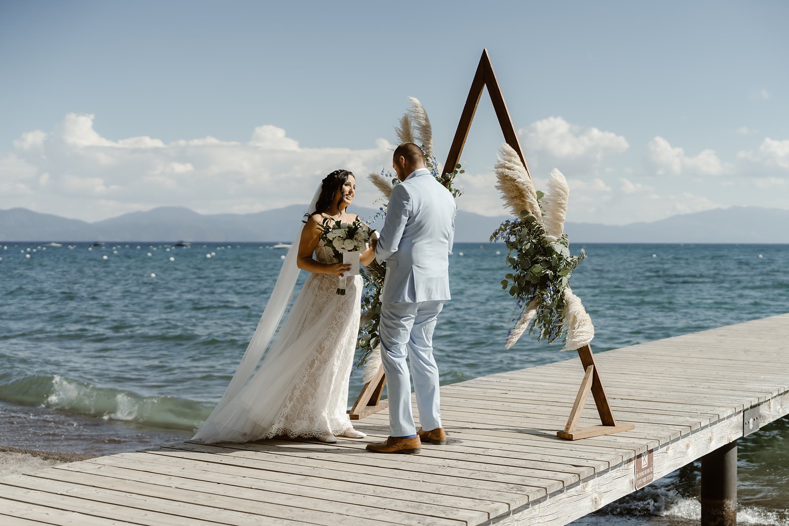 Bride and groom say their vows at their Skylandia Park elopement ceremony