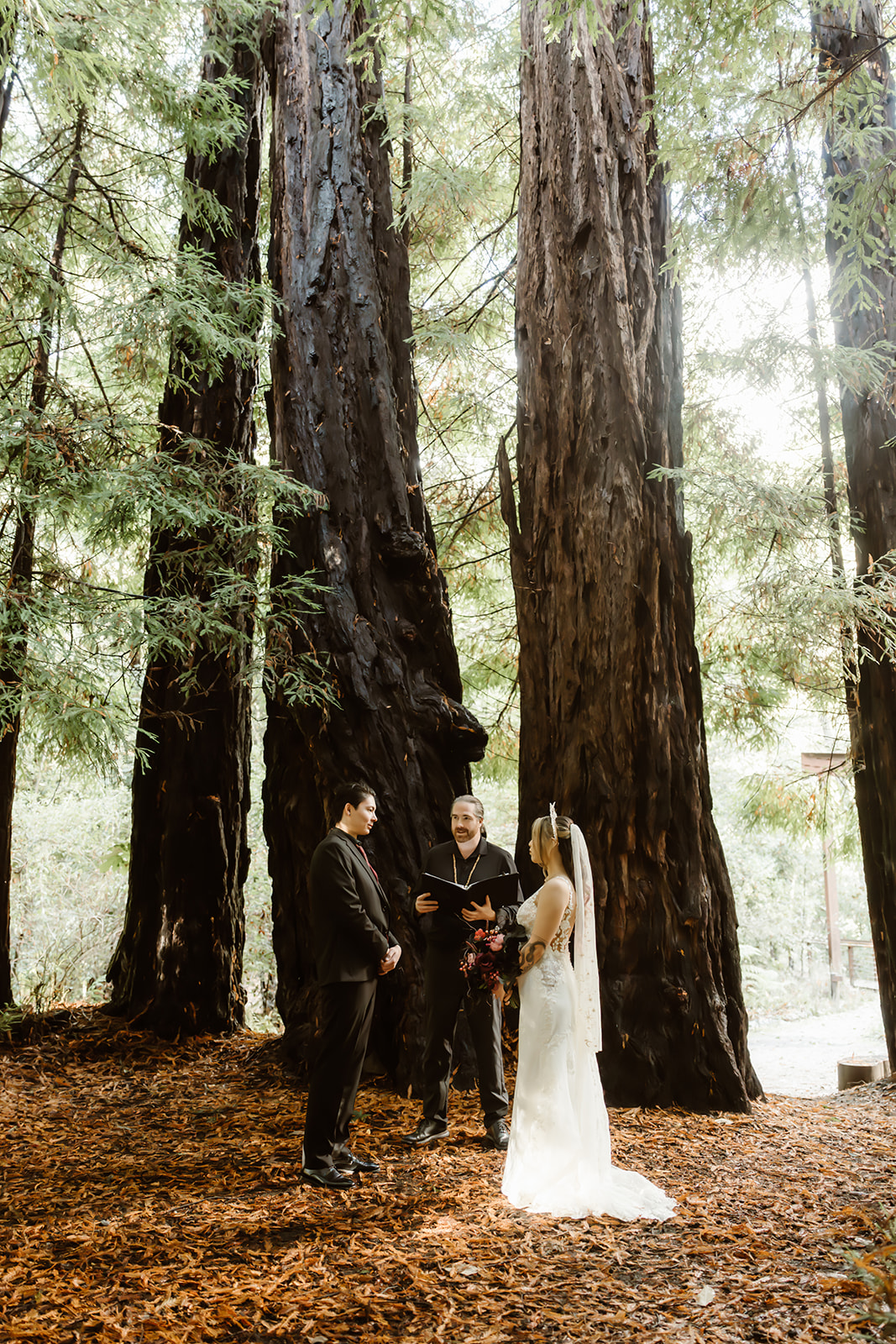 Bride and groom during their Big Sur elopement ceremony
