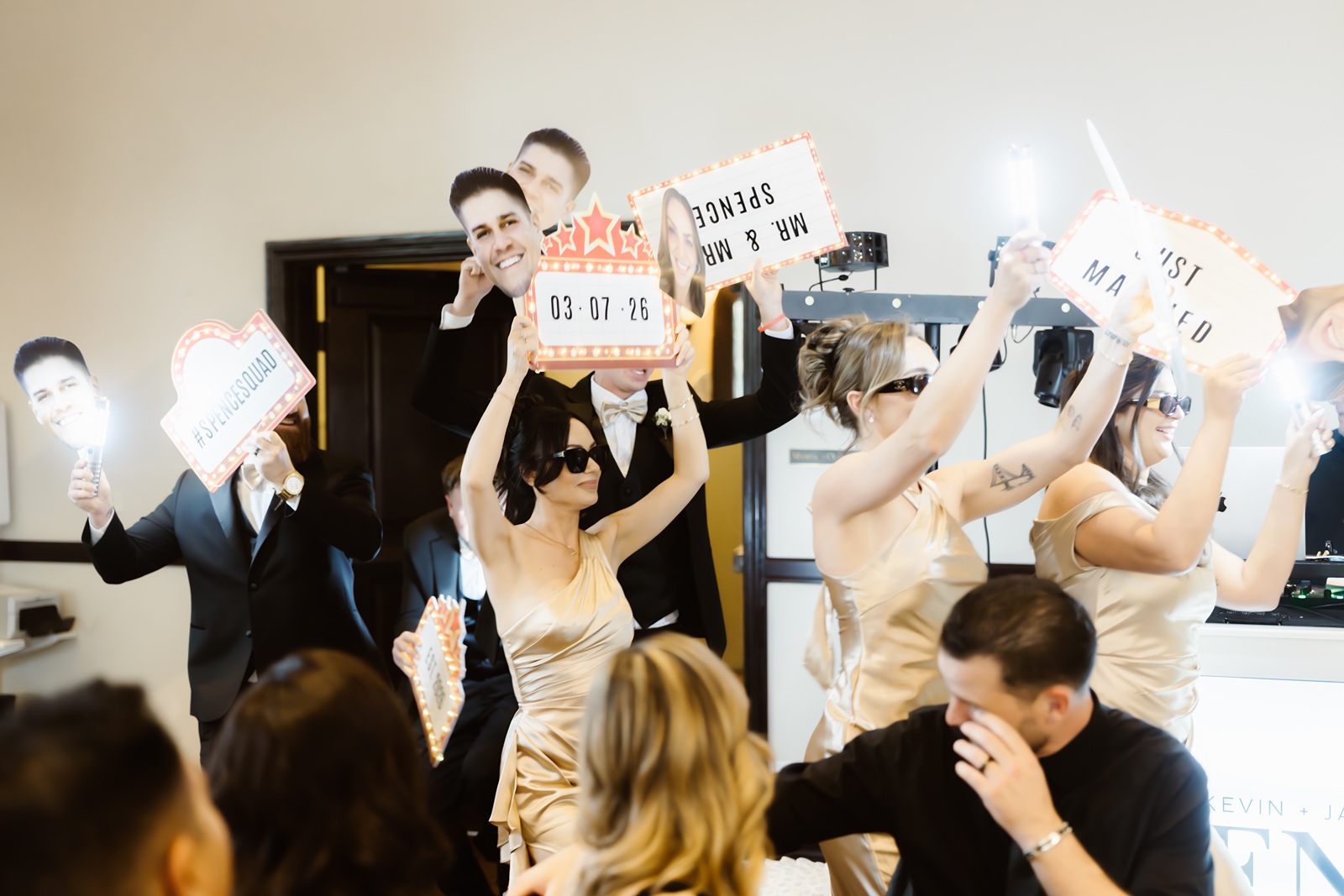 Wedding party and couple enter the Stonetree Estate wedding reception
