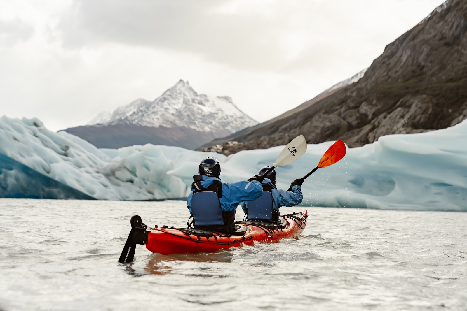 Two people in a kayak in Patagonia