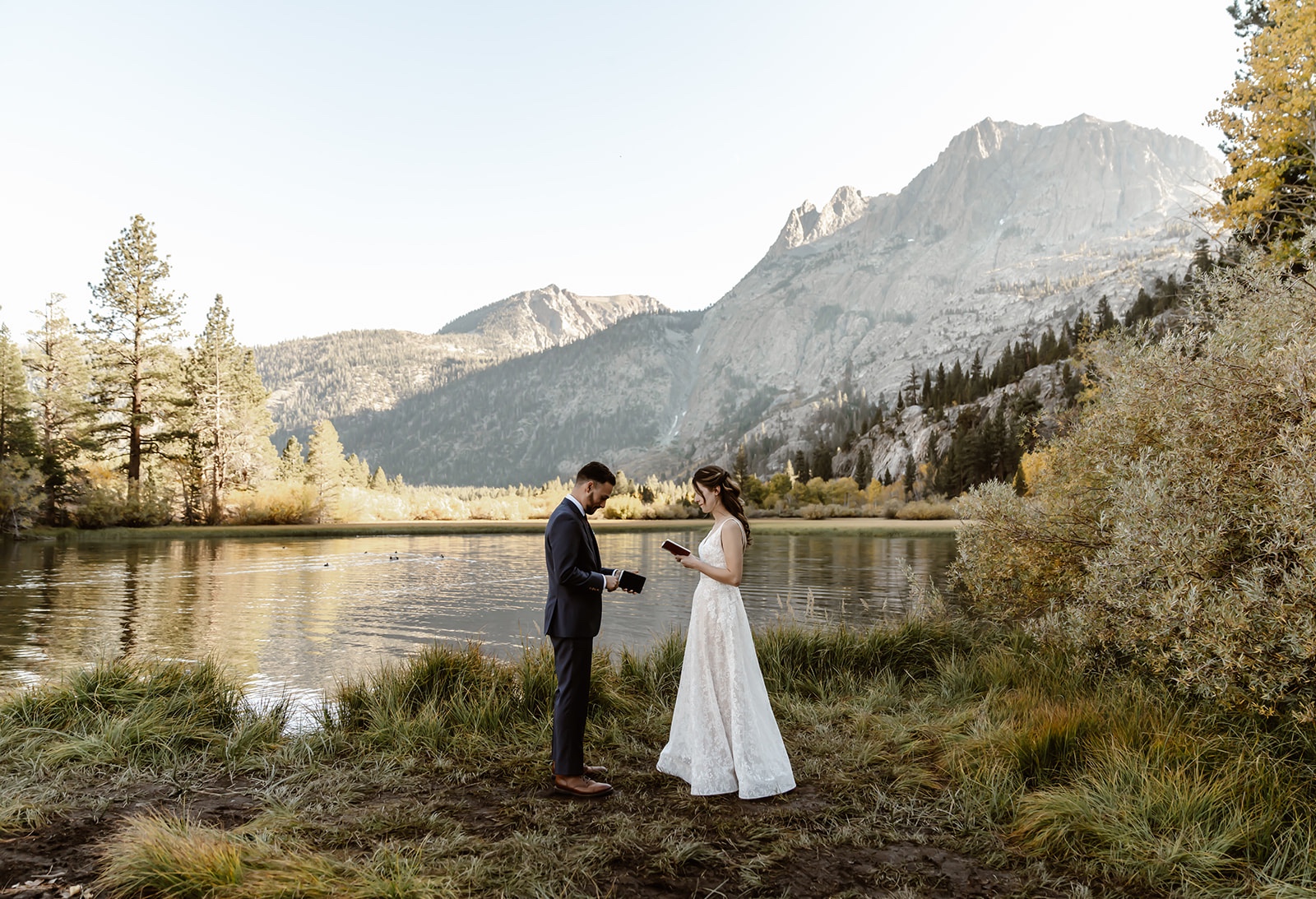 Couple reads their vows at their destination elopement