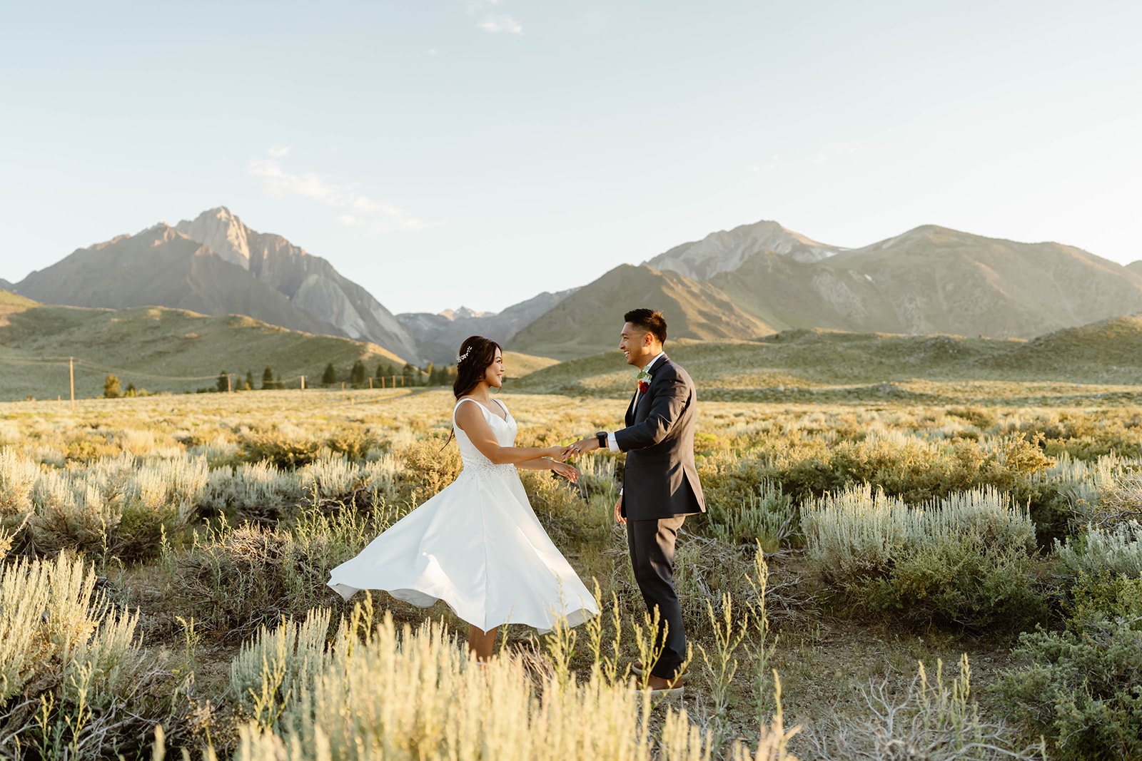 Bride and groom at their mountain elopement