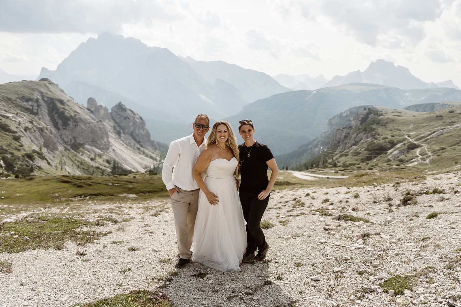 Dolomites elopement photographer with wedding couple
